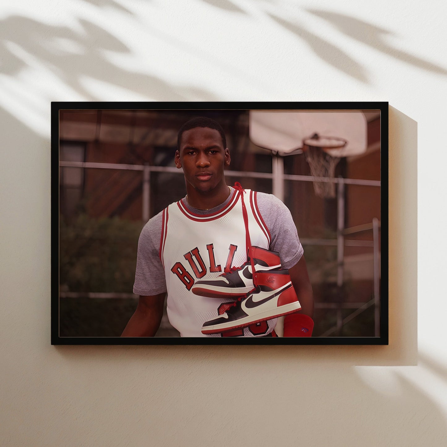 Young Michael Jordan with Air Jordan 1 Sneakers Wall Art - Basketball Legend Sports Poster - Chicago Bulls Streetwear Decor