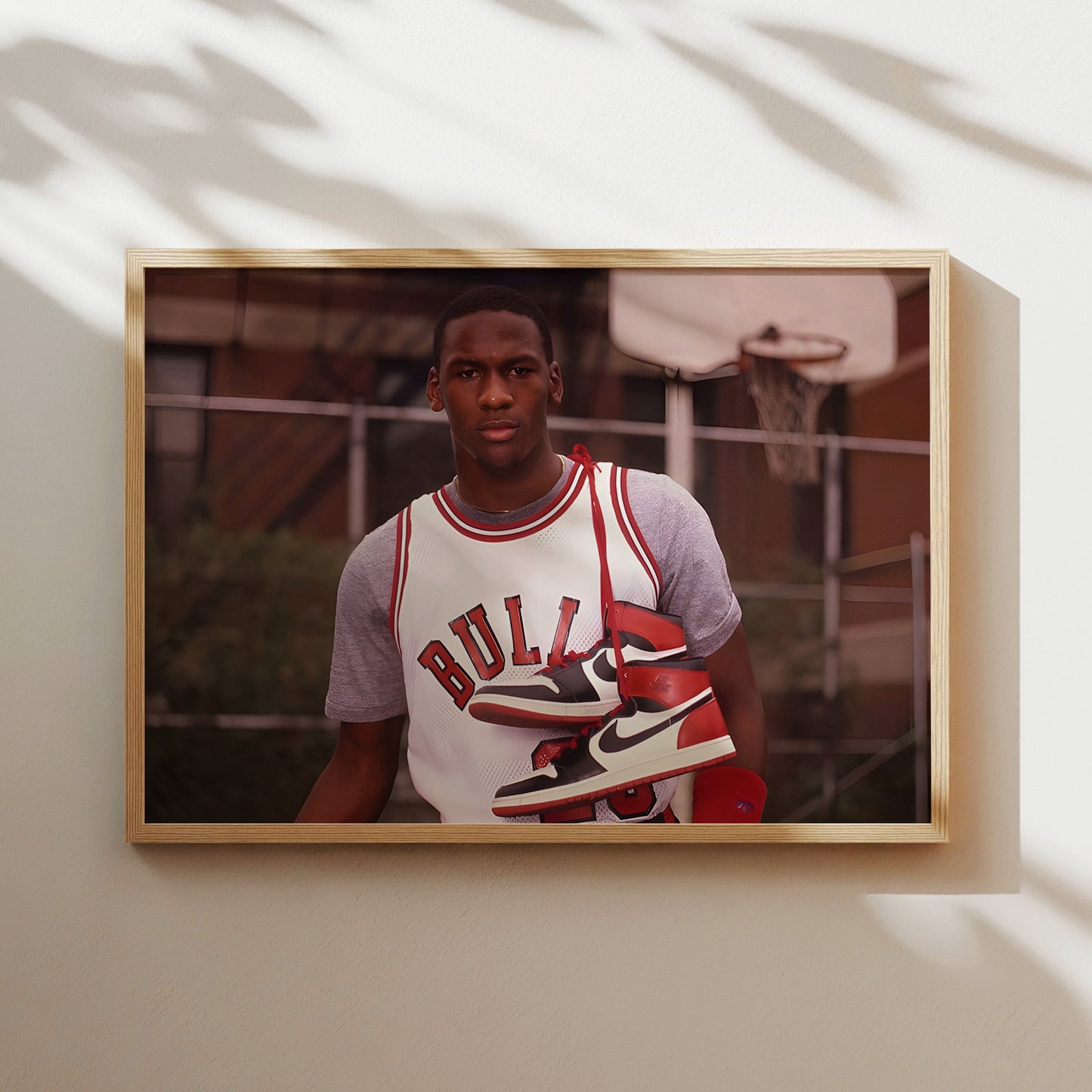 Young Michael Jordan with Air Jordan 1 Sneakers Wall Art - Basketball Legend Sports Poster - Chicago Bulls Streetwear Decor