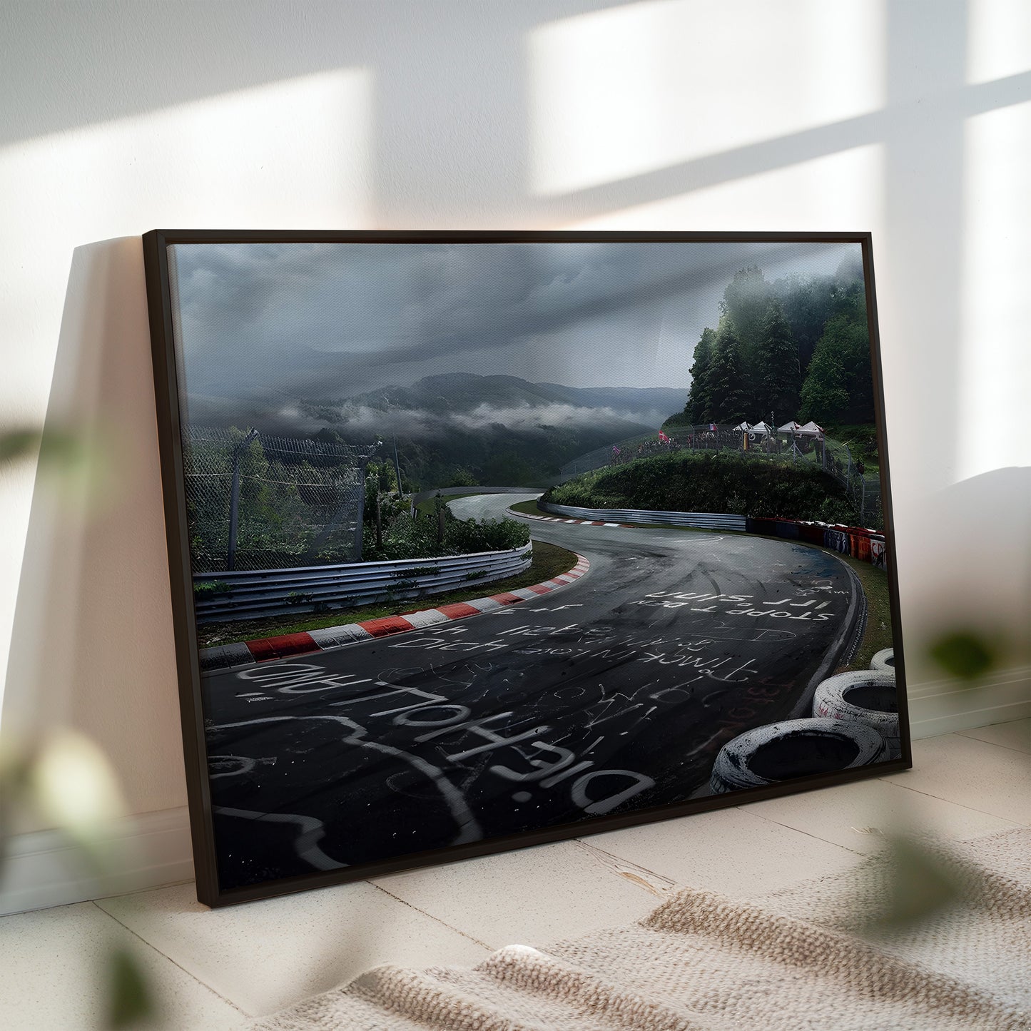 Nürburgring Nordschleife Racing Track Wall Art - Motorsport Graffiti Curve Poster - Legendary Germany Circuit Landscape Decor