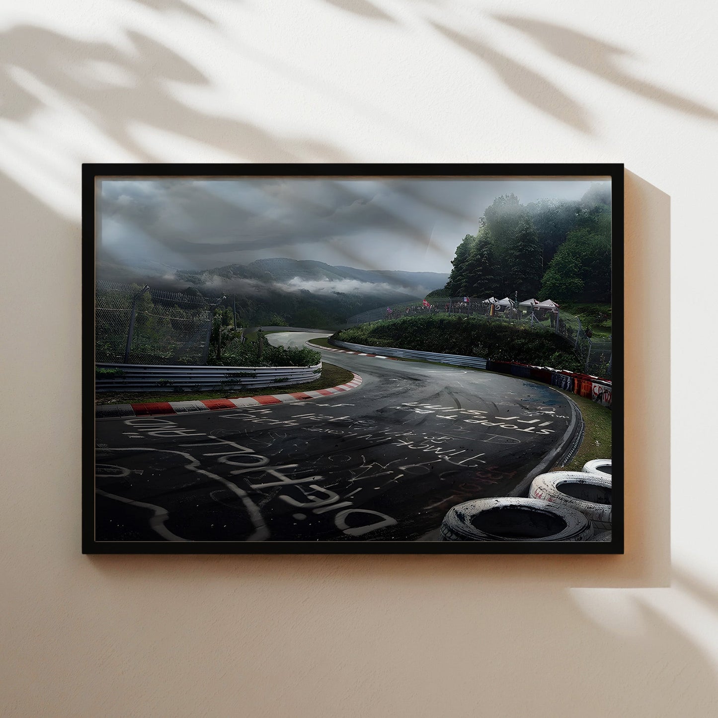 Nürburgring Nordschleife Racing Track Wall Art - Motorsport Graffiti Curve Poster - Legendary Germany Circuit Landscape Decor
