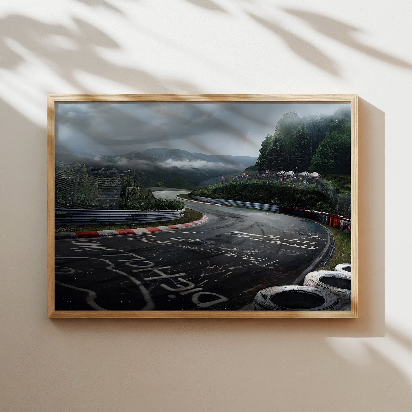 Nürburgring Nordschleife Racing Track Wall Art - Motorsport Graffiti Curve Poster - Legendary Germany Circuit Landscape Decor