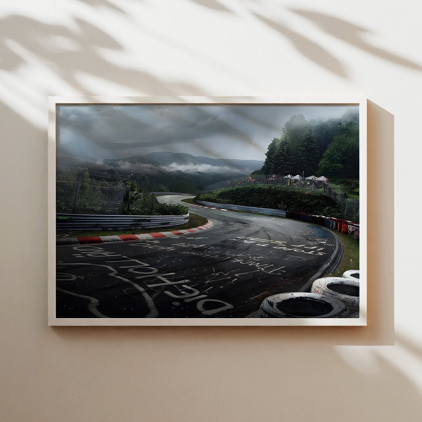 Nürburgring Nordschleife Racing Track Wall Art - Motorsport Graffiti Curve Poster - Legendary Germany Circuit Landscape Decor