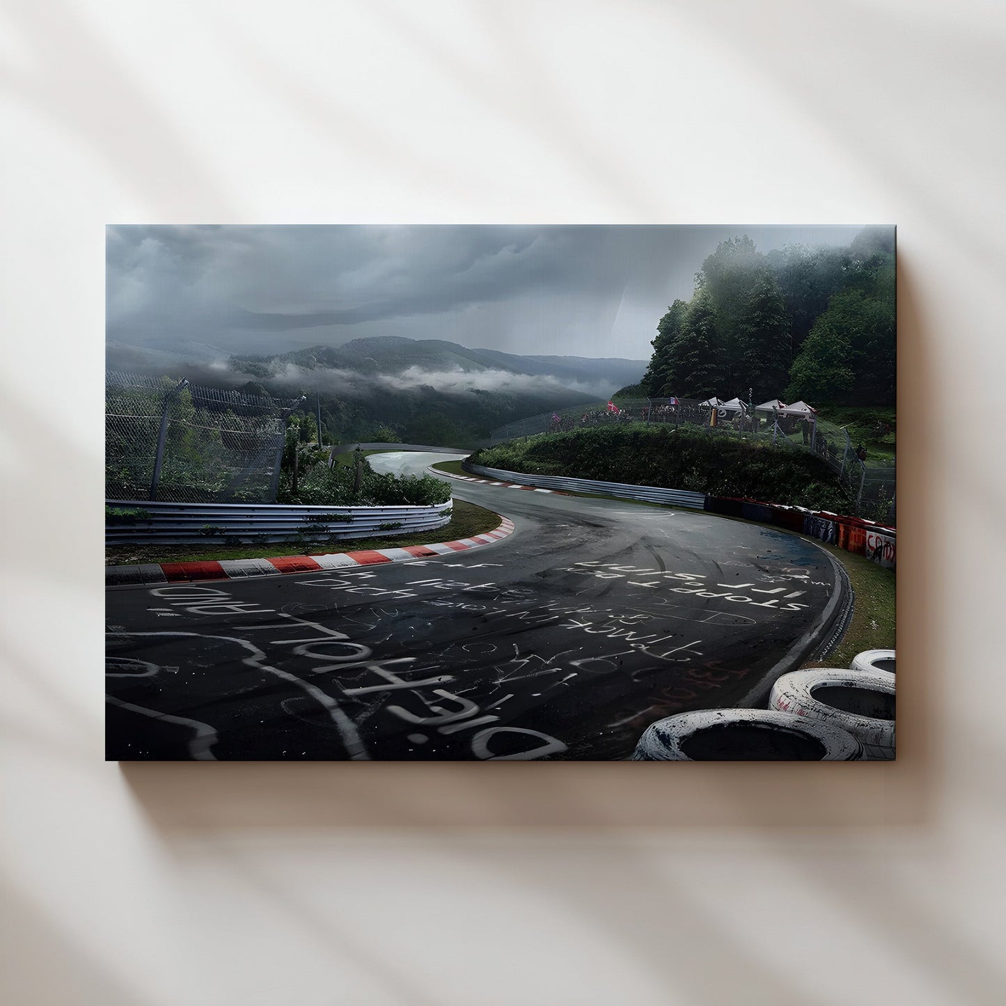 Nürburgring Nordschleife Racing Track Wall Art - Motorsport Graffiti Curve Poster - Legendary Germany Circuit Landscape Decor