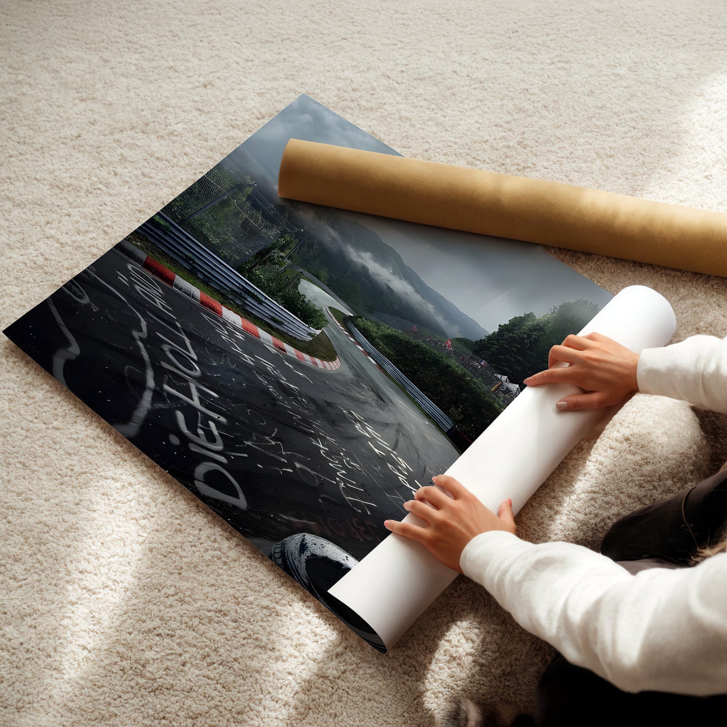 Nürburgring Nordschleife Racing Track Wall Art - Motorsport Graffiti Curve Poster - Legendary Germany Circuit Landscape Decor