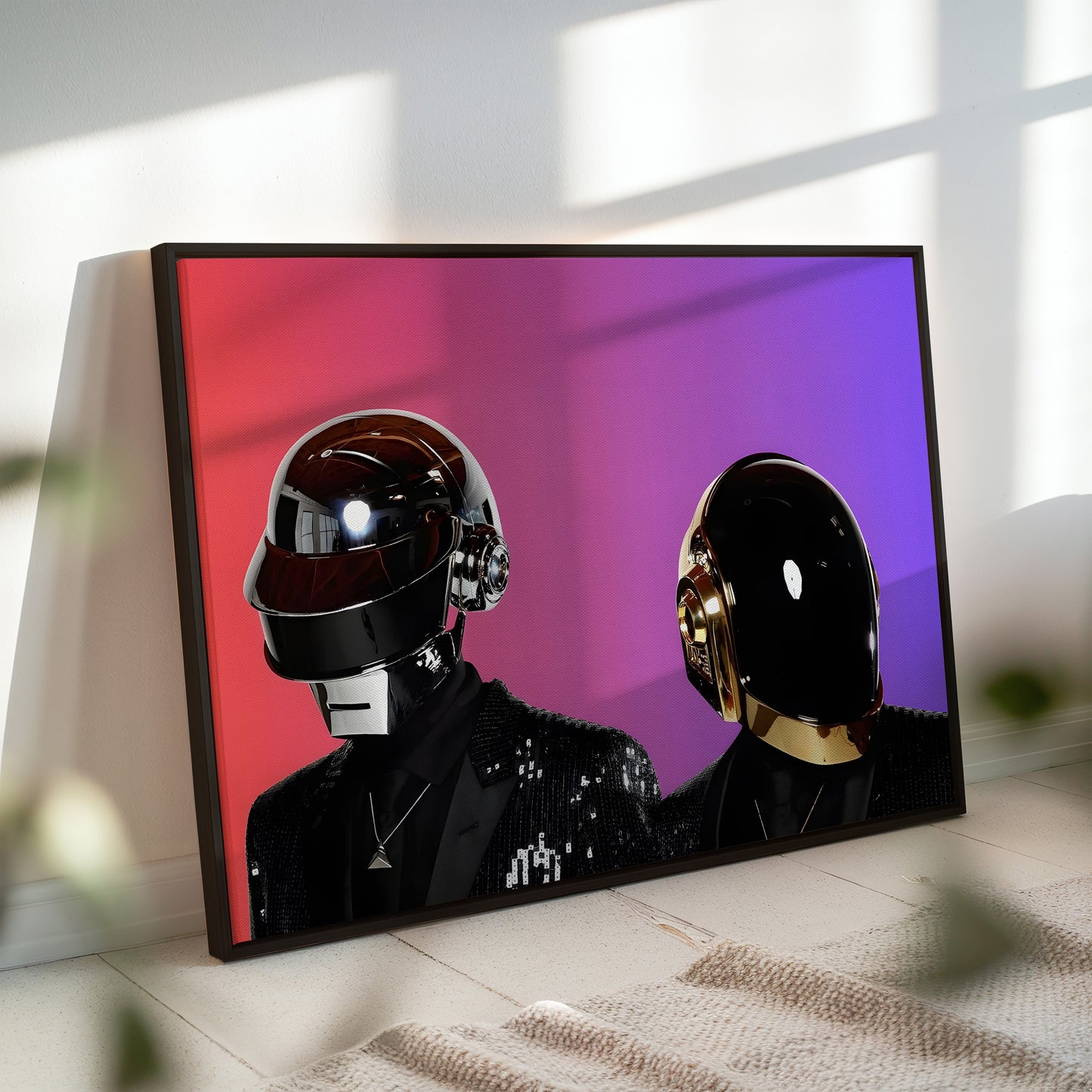Daft Punk Robots Wall Art Print - Iconic Electronic Music Duo Poster - Futuristic Colorful Home Decor for Studio, Office or Lounge