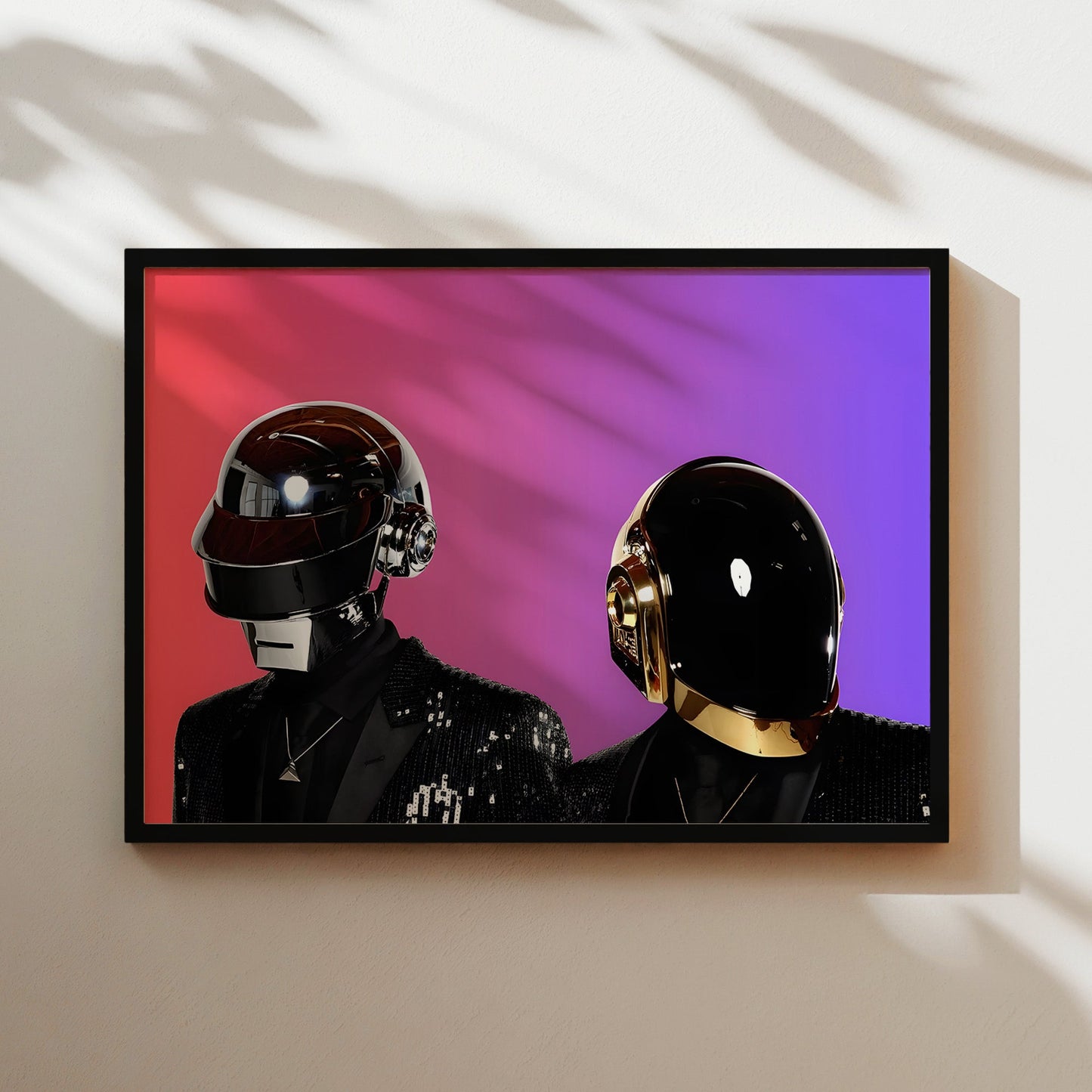 Daft Punk Robots Wall Art Print - Iconic Electronic Music Duo Poster - Futuristic Colorful Home Decor for Studio, Office or Lounge
