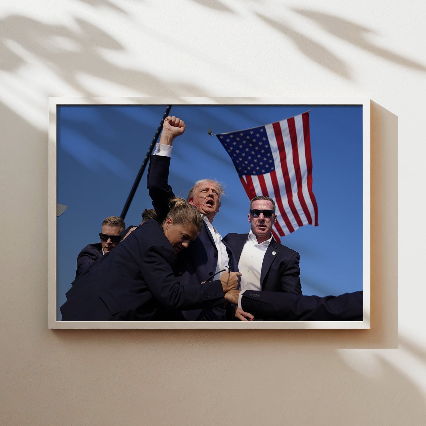 Donald Trump After Rally Attack Wall Art - Dramatic Historic Event Photo Poster - Political Moment Home Decor - Bold Conversation Starter