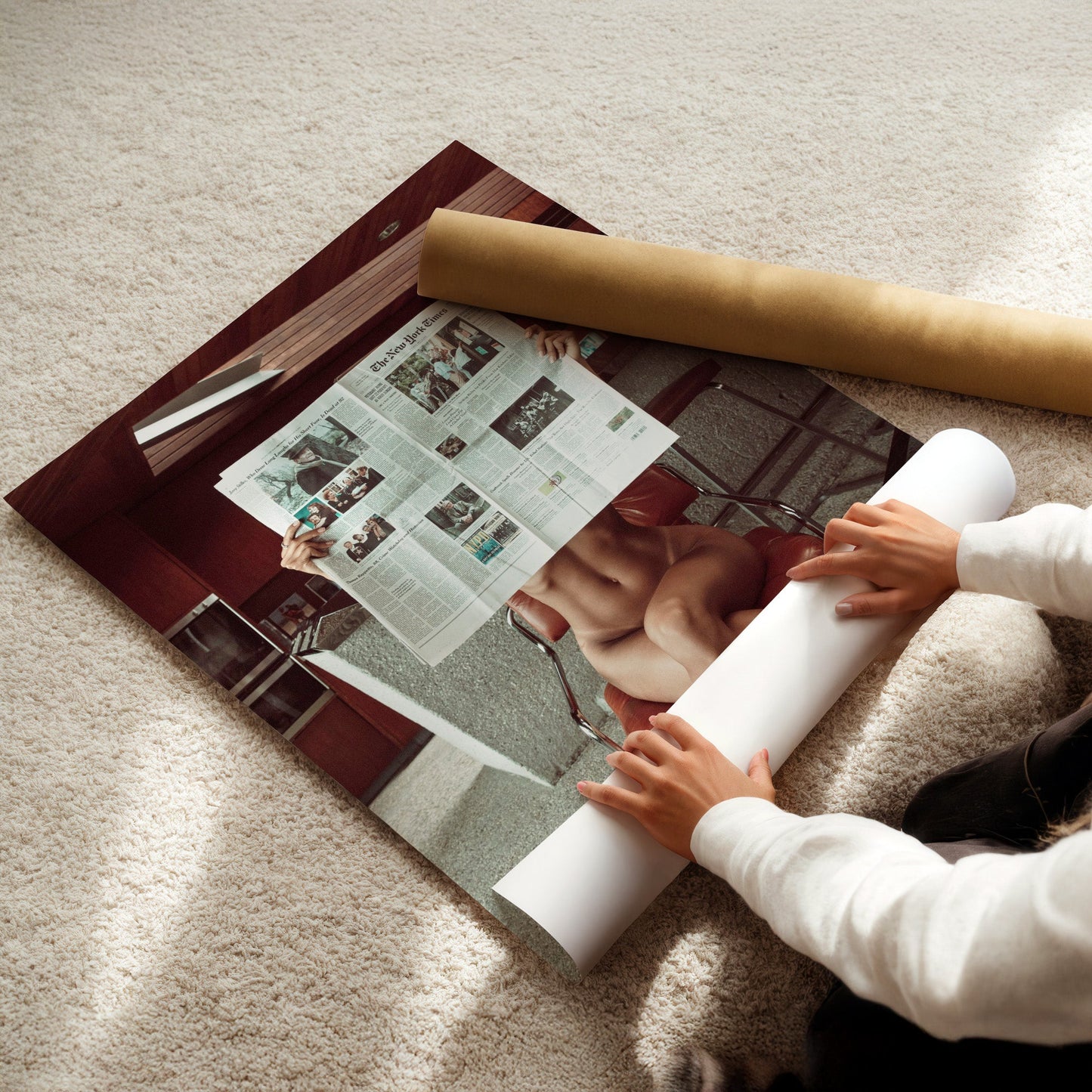The Daily Newspaper - Trendy Wall Art, Vintage Photography, Fashion Poster, Retro Wood Framed Print, Quality Mounted Gallery Canvas