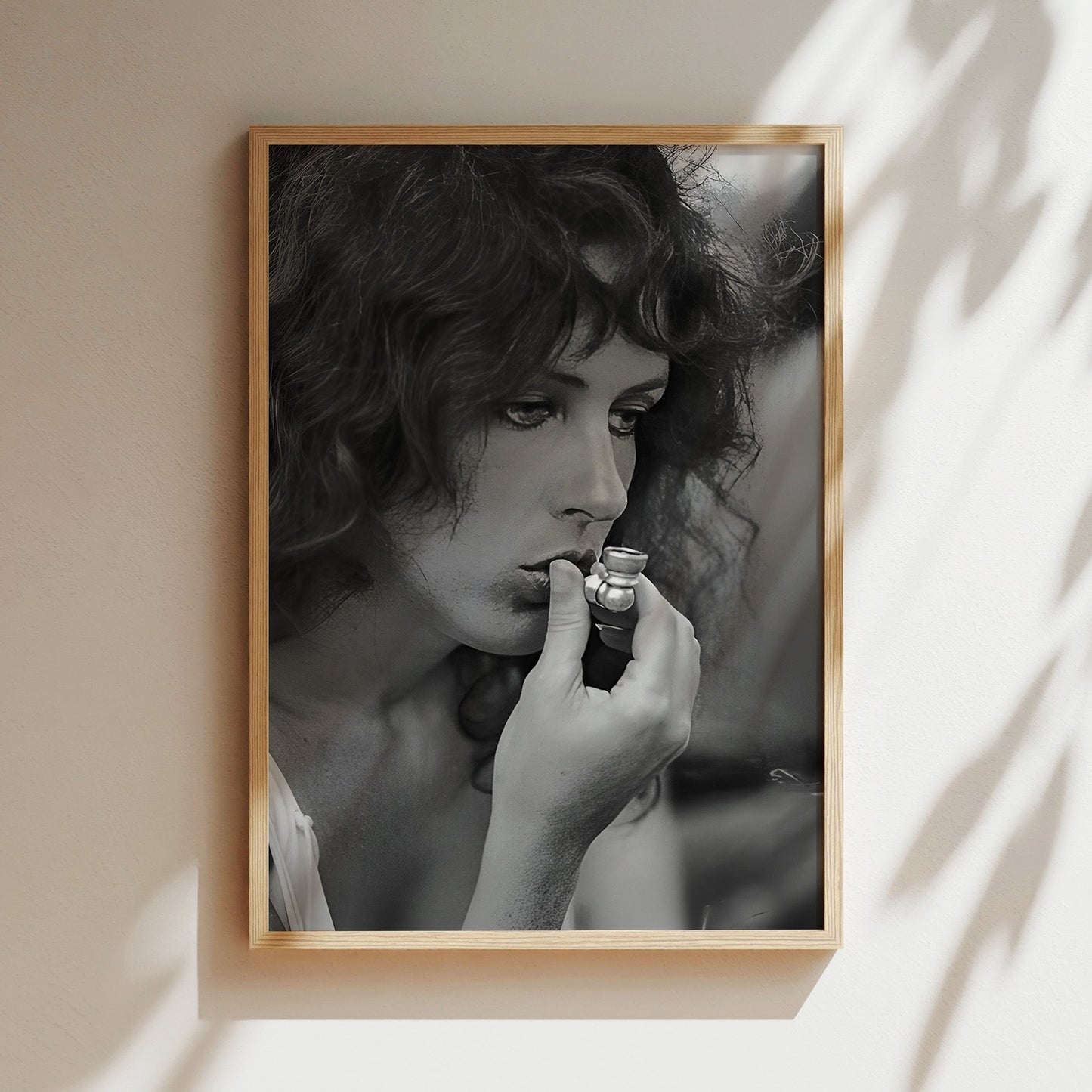 Grace Slick Smoking Pipe Wall Art, Vintage Rock Legend Canvas Print, Retro Psychedelic Music Icon Poster for Unique Home Decor