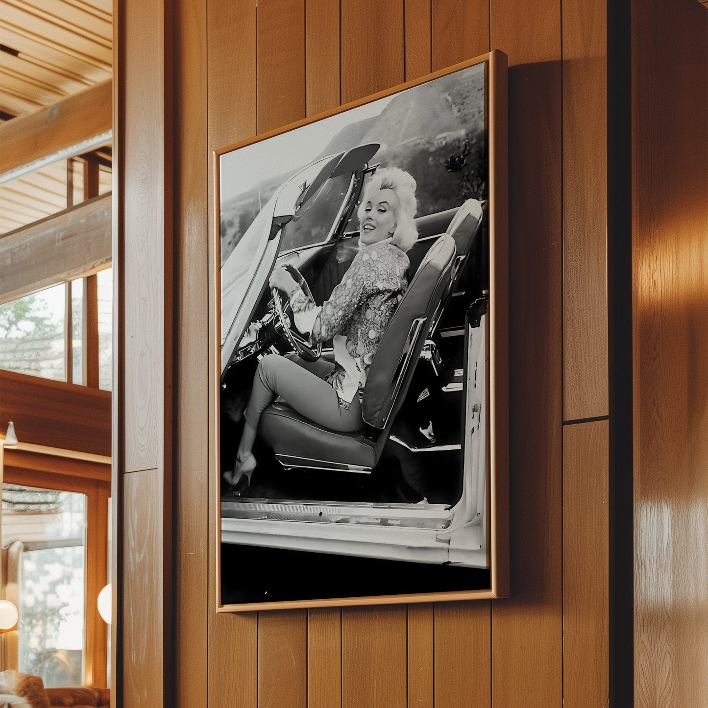 Marilyn Monroe in Car Canvas Print, Vintage Hollywood Icon Wall Art Poster, Classic Celebrity Glam for Timeless Home Decor