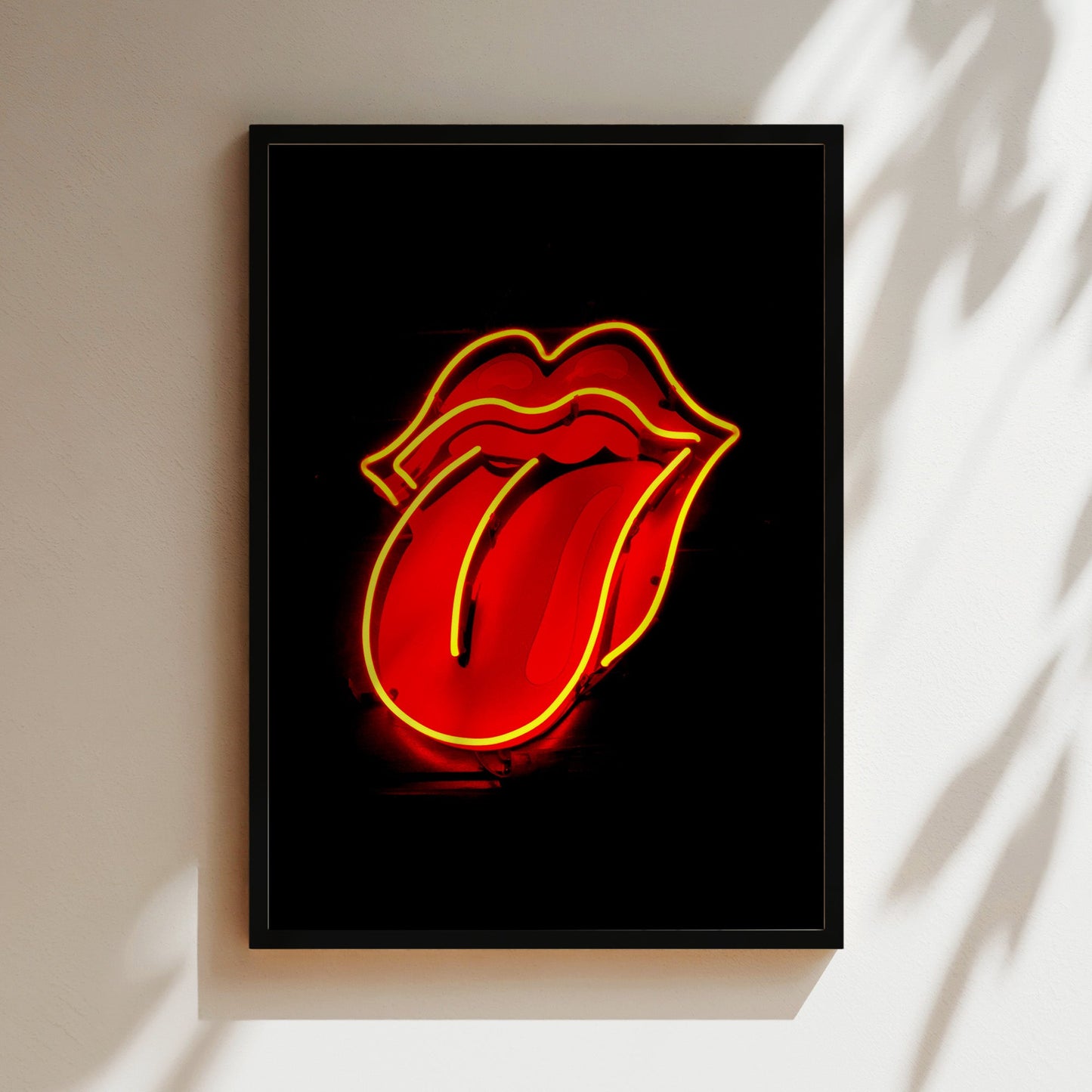 Rolling Stones Neon Tongue Wall Art - Vibrant Rock Band Poster, Iconic Logo Print for Music Fans and Bold Interior Design