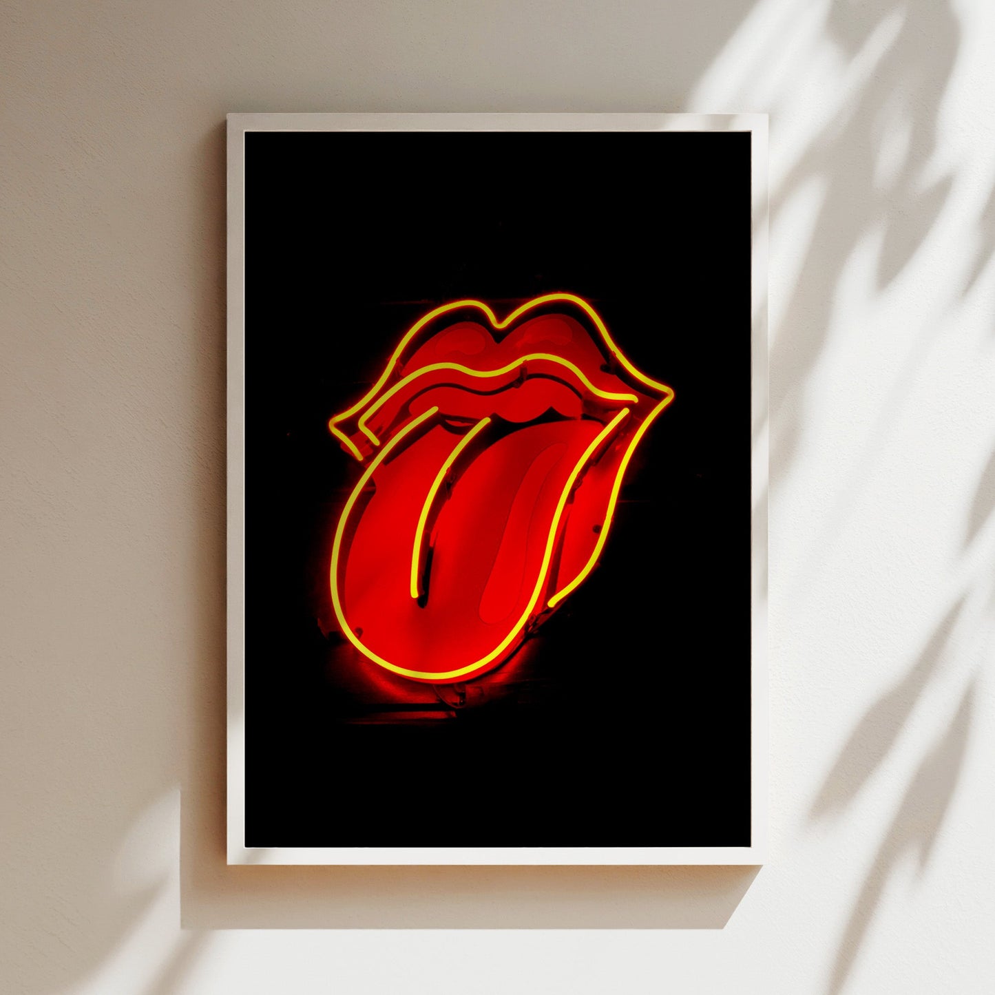 Rolling Stones Neon Tongue Wall Art - Vibrant Rock Band Poster, Iconic Logo Print for Music Fans and Bold Interior Design