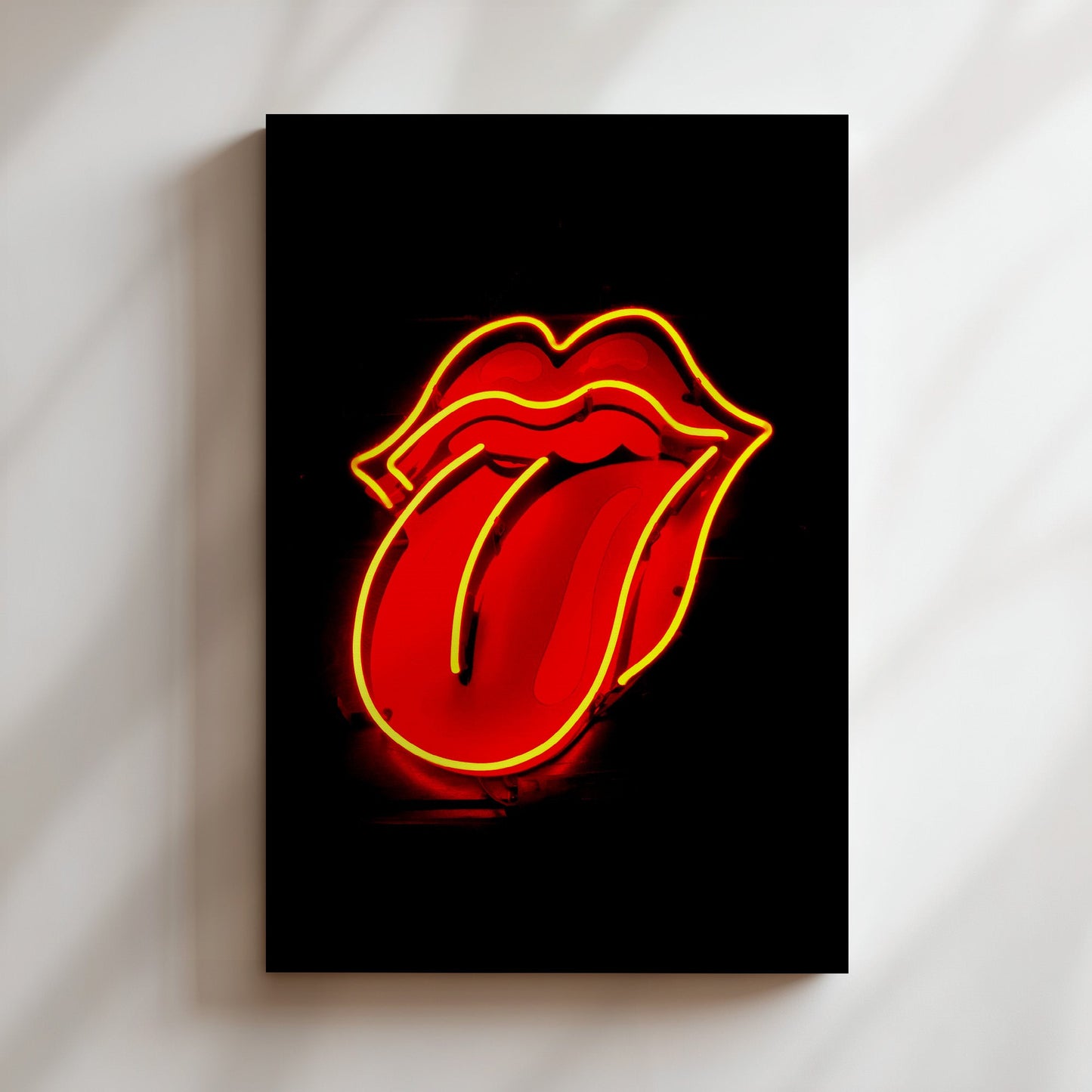 Rolling Stones Neon Tongue Wall Art - Vibrant Rock Band Poster, Iconic Logo Print for Music Fans and Bold Interior Design