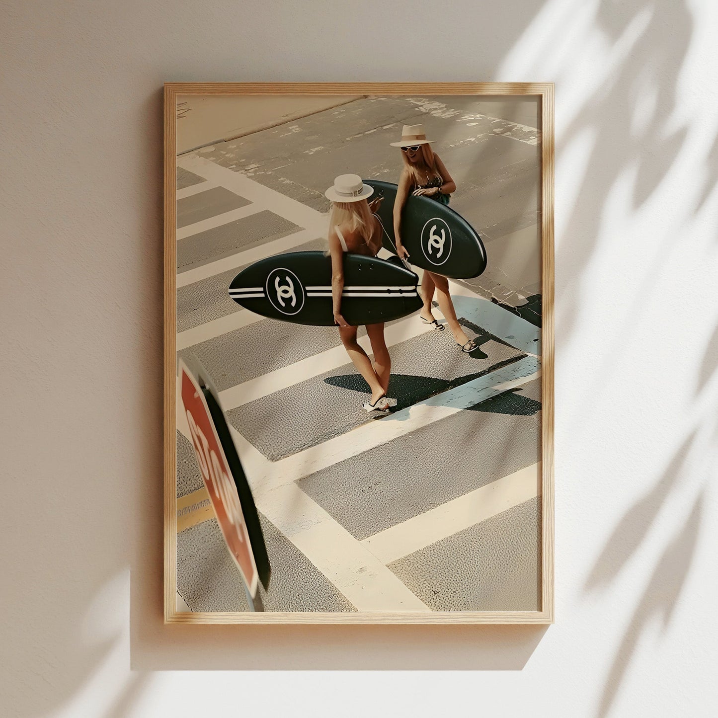 Girls with Surfboards Wall Art - Surf Culture Poster, Beach Lifestyle Canvas, Coastal Illustration, Summer Decor, Ocean Adventure Print