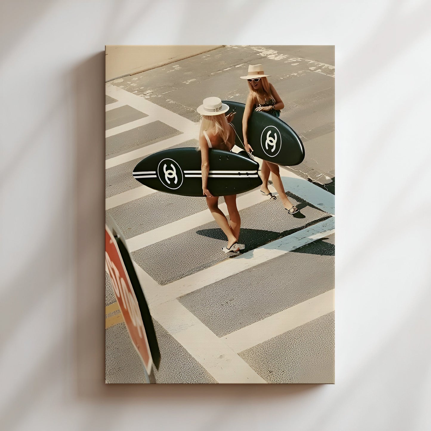Girls with Surfboards Wall Art - Surf Culture Poster, Beach Lifestyle Canvas, Coastal Illustration, Summer Decor, Ocean Adventure Print
