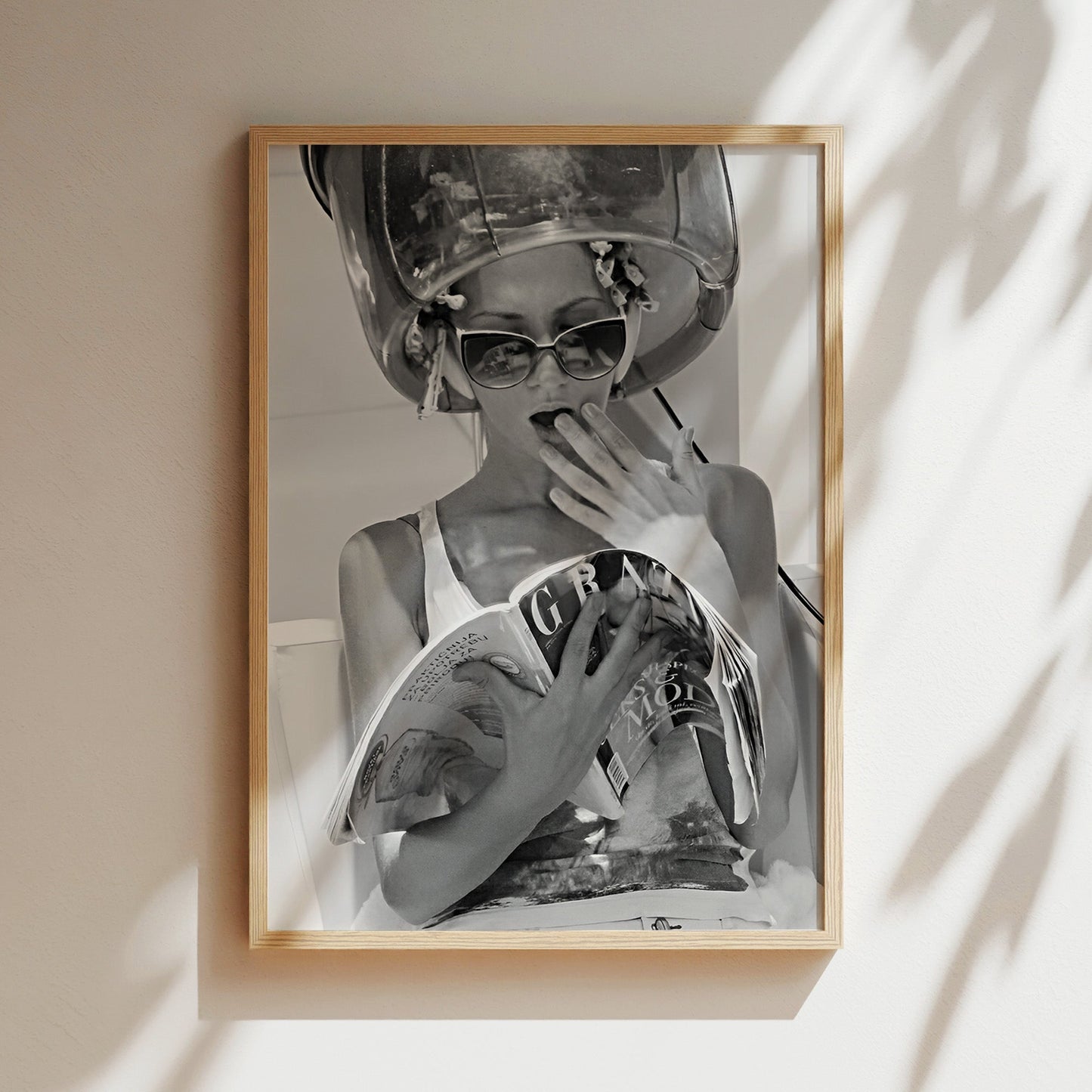 Woman at the Hair Salon Wall Art - Retro Black & White Glamour Print, Vintage Beauty Poster for Salons, Bathrooms or Chic Interiors