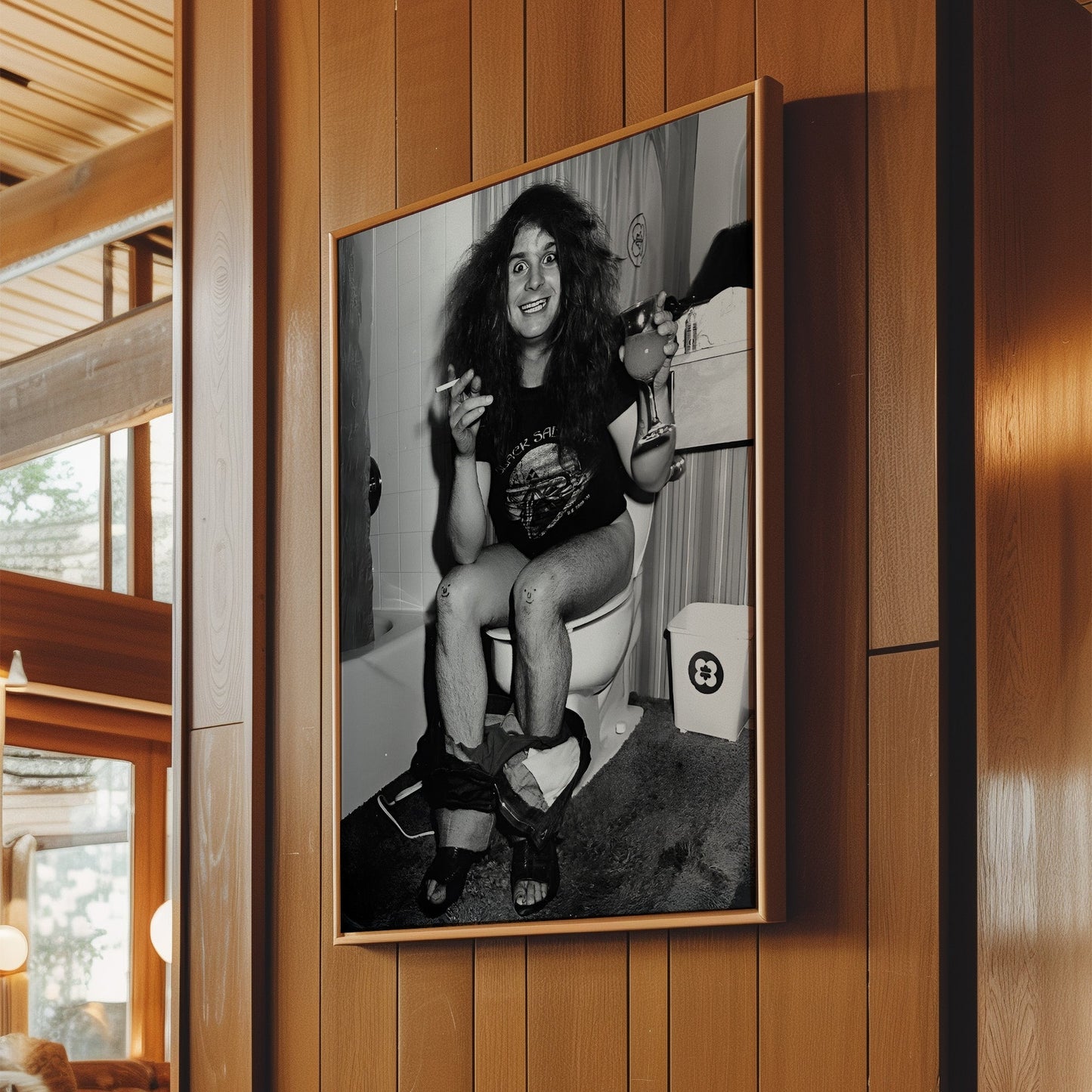 Ozzy Osbourne on the Throne Wall Art - Iconic Rock Legend Poster, Bold Black & White Print for Music Lovers and Edgy Home Decor