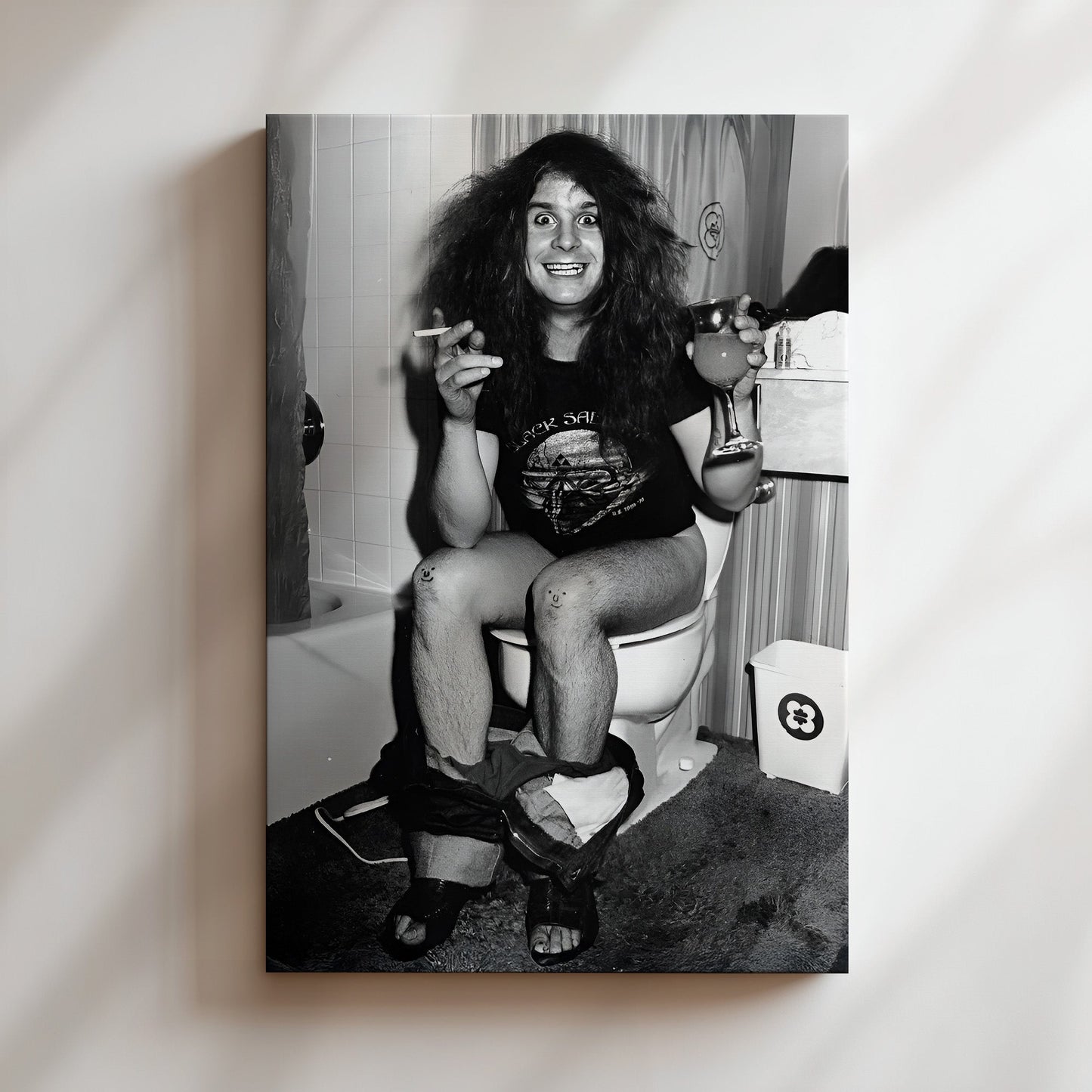 Ozzy Osbourne on the Throne Wall Art - Iconic Rock Legend Poster, Bold Black & White Print for Music Lovers and Edgy Home Decor