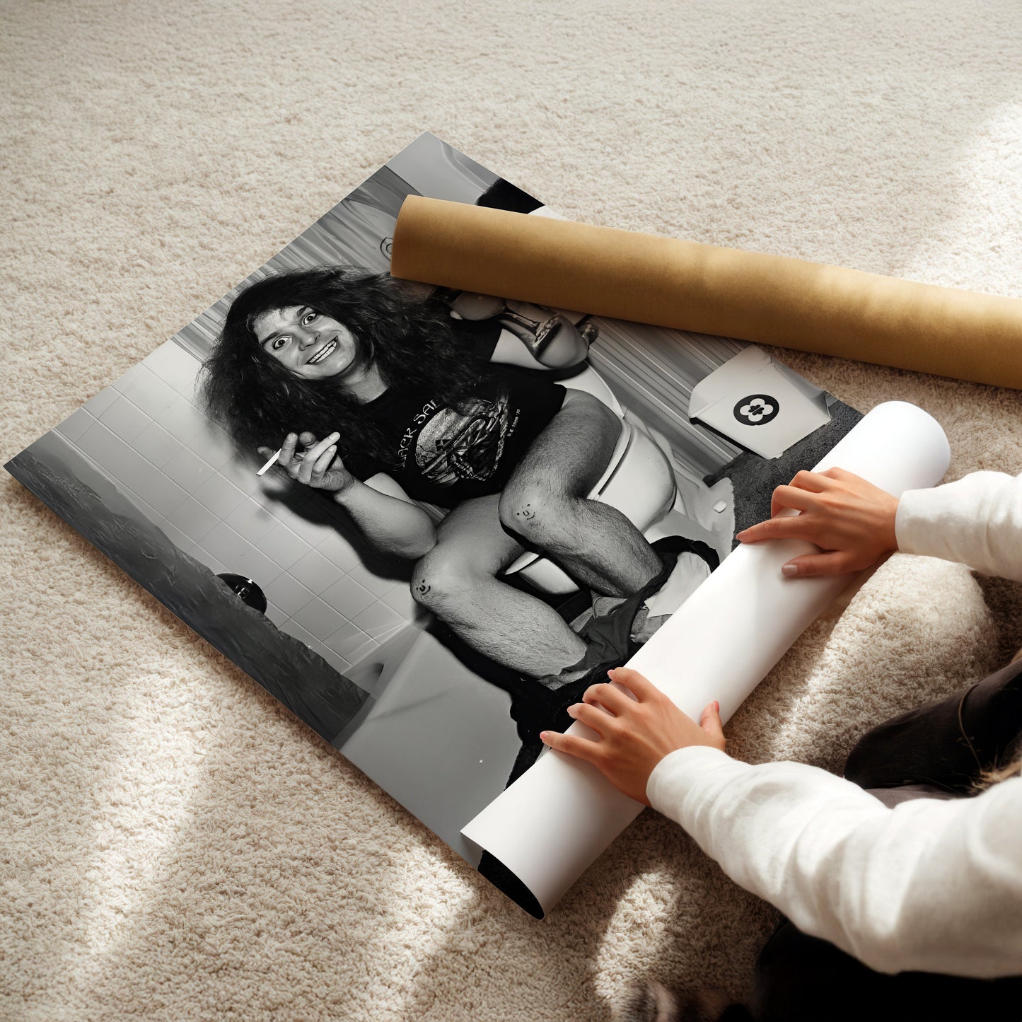 Ozzy Osbourne on the Throne Wall Art - Iconic Rock Legend Poster, Bold Black & White Print for Music Lovers and Edgy Home Decor