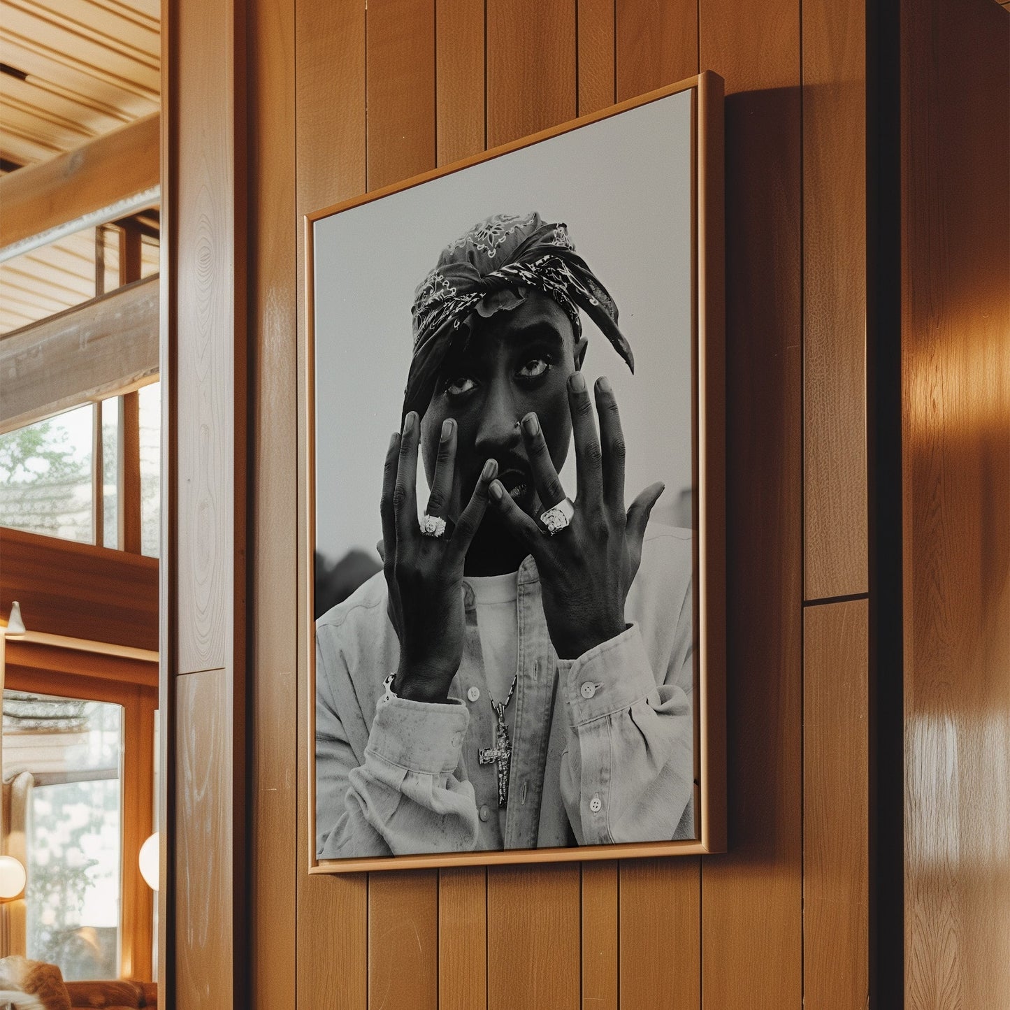 Tupac Westside Poster - Black & White Hip-Hop Legend Wall Art, Iconic Rap Portrait Print for Music Fans, Studios or Street-Inspired Decor
