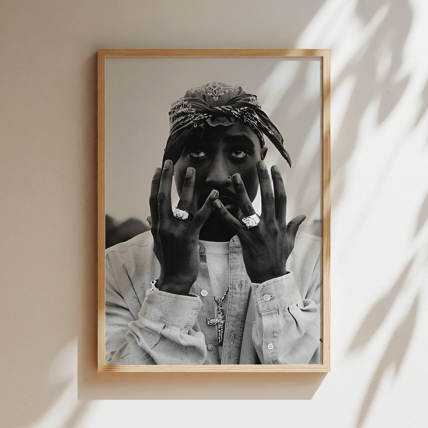 Tupac Westside Poster - Black & White Hip-Hop Legend Wall Art, Iconic Rap Portrait Print for Music Fans, Studios or Street-Inspired Decor