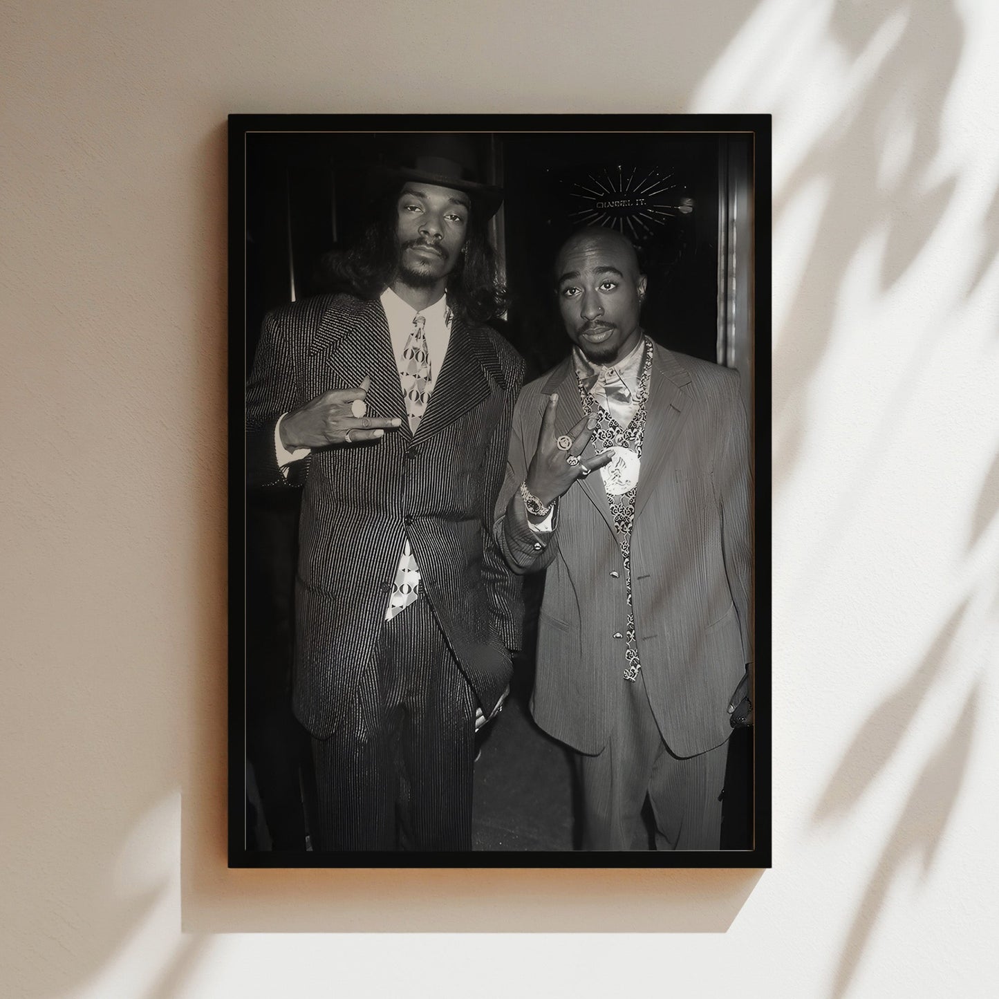 Tupac & Snoop Dogg Wall Art - Black & White Rap Legends Poster, 90s Hip-Hop Icon Duo Print for Music Fans, Studios or Urban Decor
