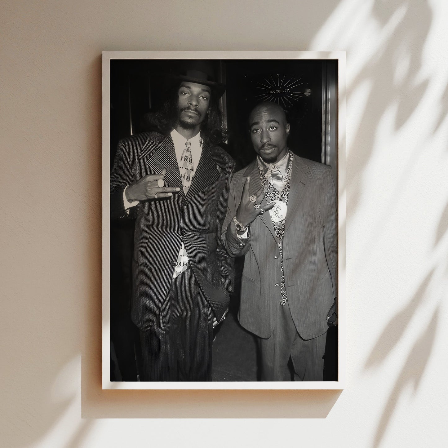 Tupac & Snoop Dogg Wall Art - Black & White Rap Legends Poster, 90s Hip-Hop Icon Duo Print for Music Fans, Studios or Urban Decor