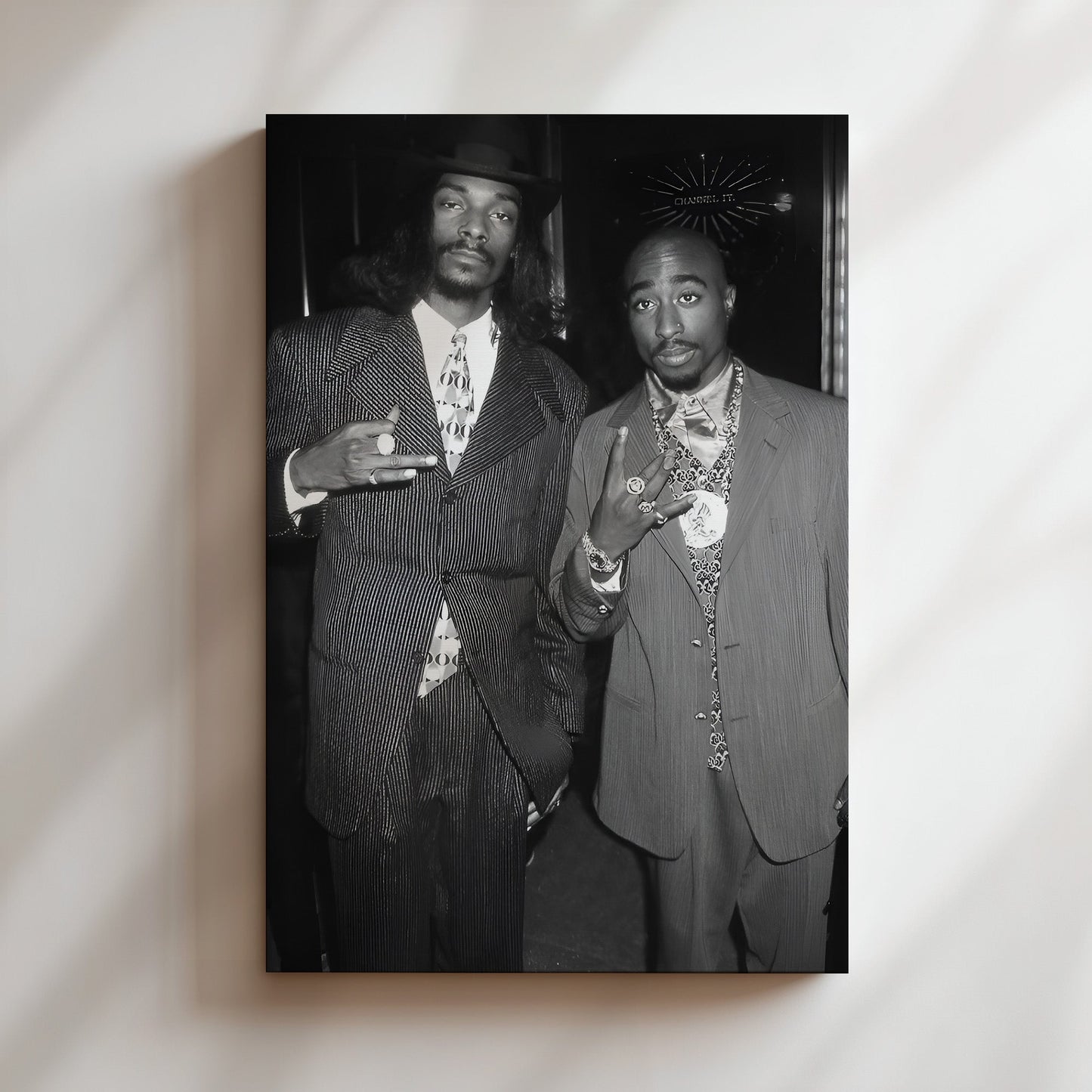 Tupac & Snoop Dogg Wall Art - Black & White Rap Legends Poster, 90s Hip-Hop Icon Duo Print for Music Fans, Studios or Urban Decor