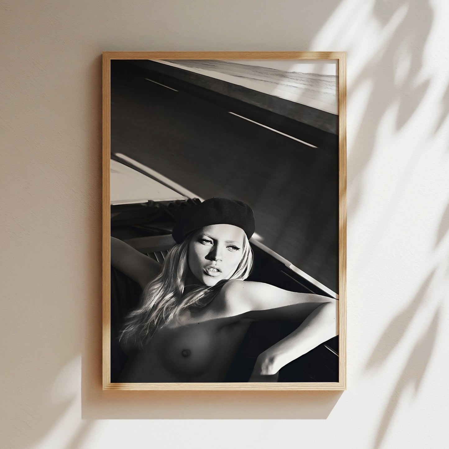 Kate Moss Beret Wall Art - Fashion Icon Poster, Supermodel Illustration Print, Chic Canvas Decor, Stylish Portrait Sign, Trendy Home Accent