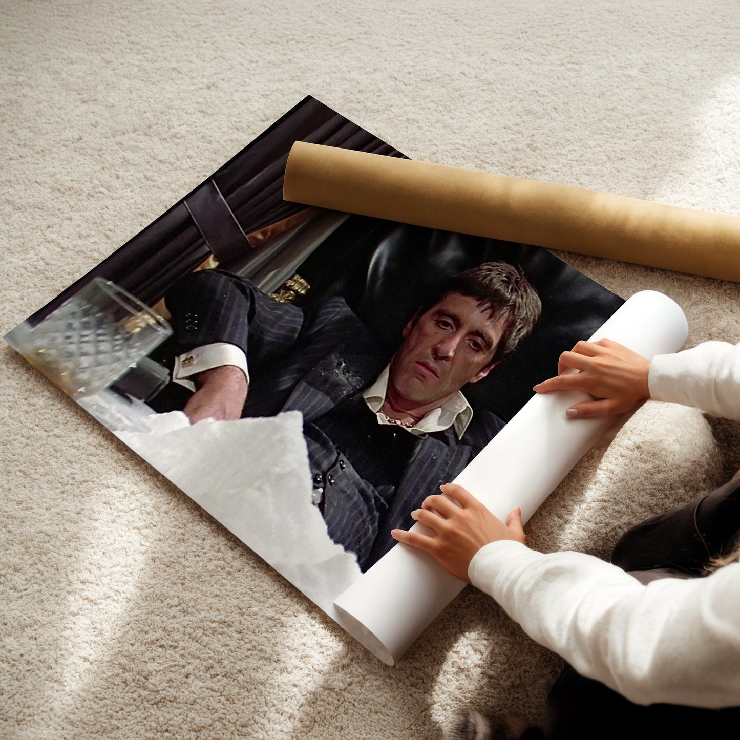 Scarface Tony Montana Wall Art Print - Al Pacino 1980s Gangster Movie Poster - Iconic Cinema Decor for Home Theater or Lounge