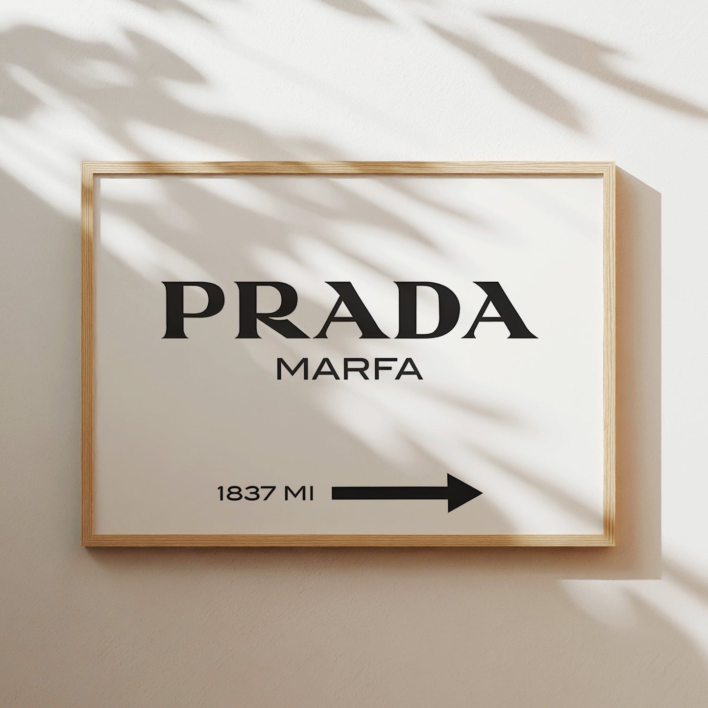 Prada Marfa Sign Minimalist Wall Art - Iconic Fashion Poster - Black and White Chic Decor for Bedroom, Office or Dressing Room