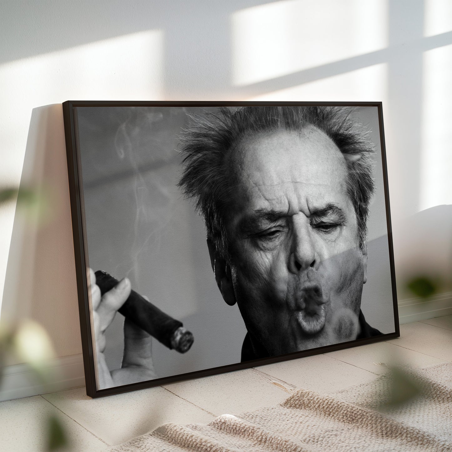 Jack Nicholson Smoking Cigar Wall Art - Hollywood Legend Close-Up Portrait Poster - Cool Rebel Decor - Vintage Movie Star Print Gift