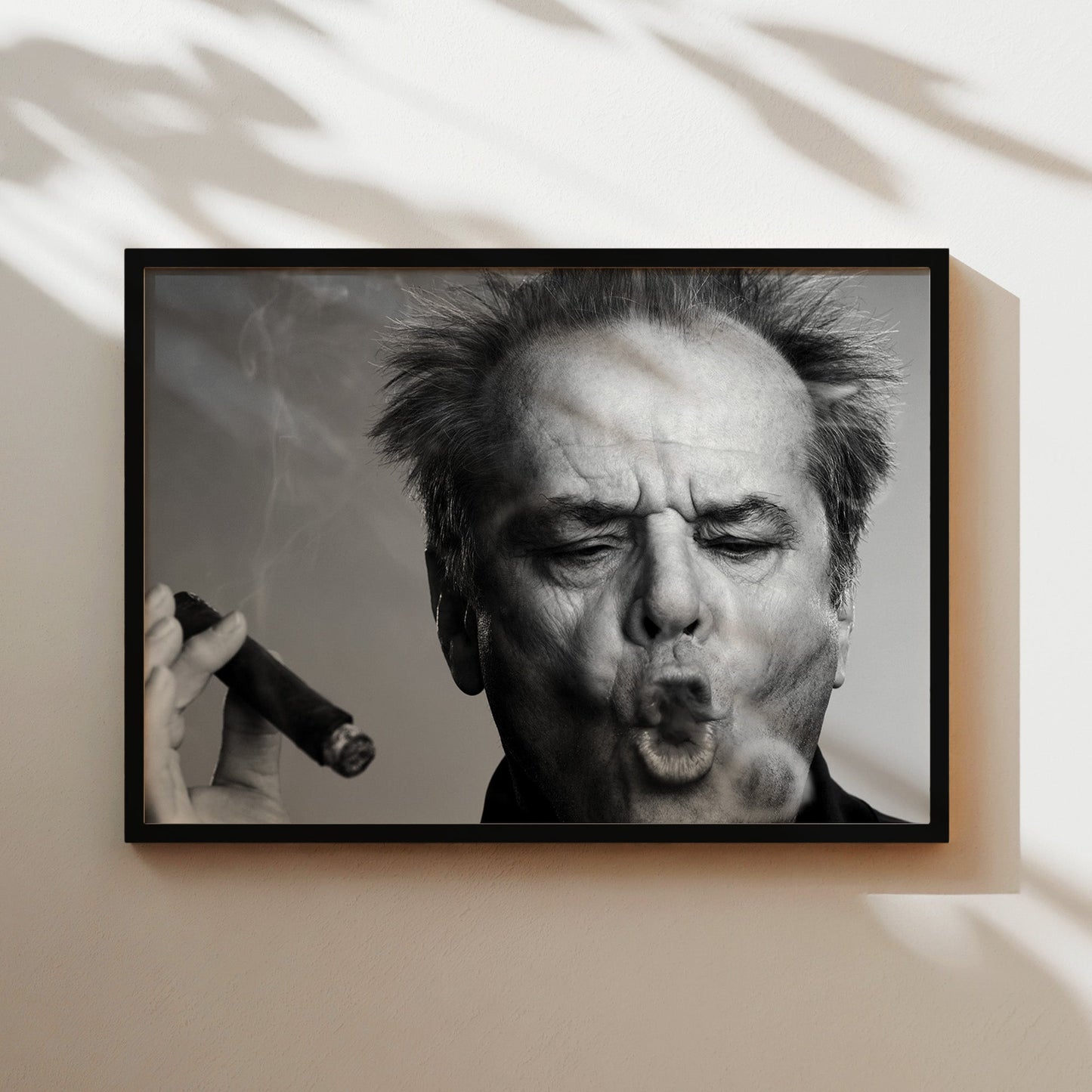Jack Nicholson Smoking Cigar Wall Art - Hollywood Legend Close-Up Portrait Poster - Cool Rebel Decor - Vintage Movie Star Print Gift