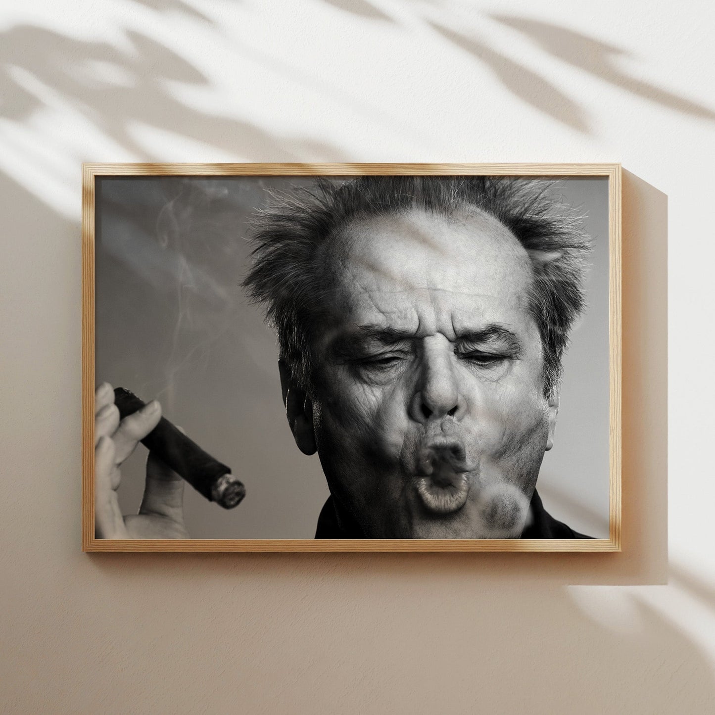 Jack Nicholson Smoking Cigar Wall Art - Hollywood Legend Close-Up Portrait Poster - Cool Rebel Decor - Vintage Movie Star Print Gift