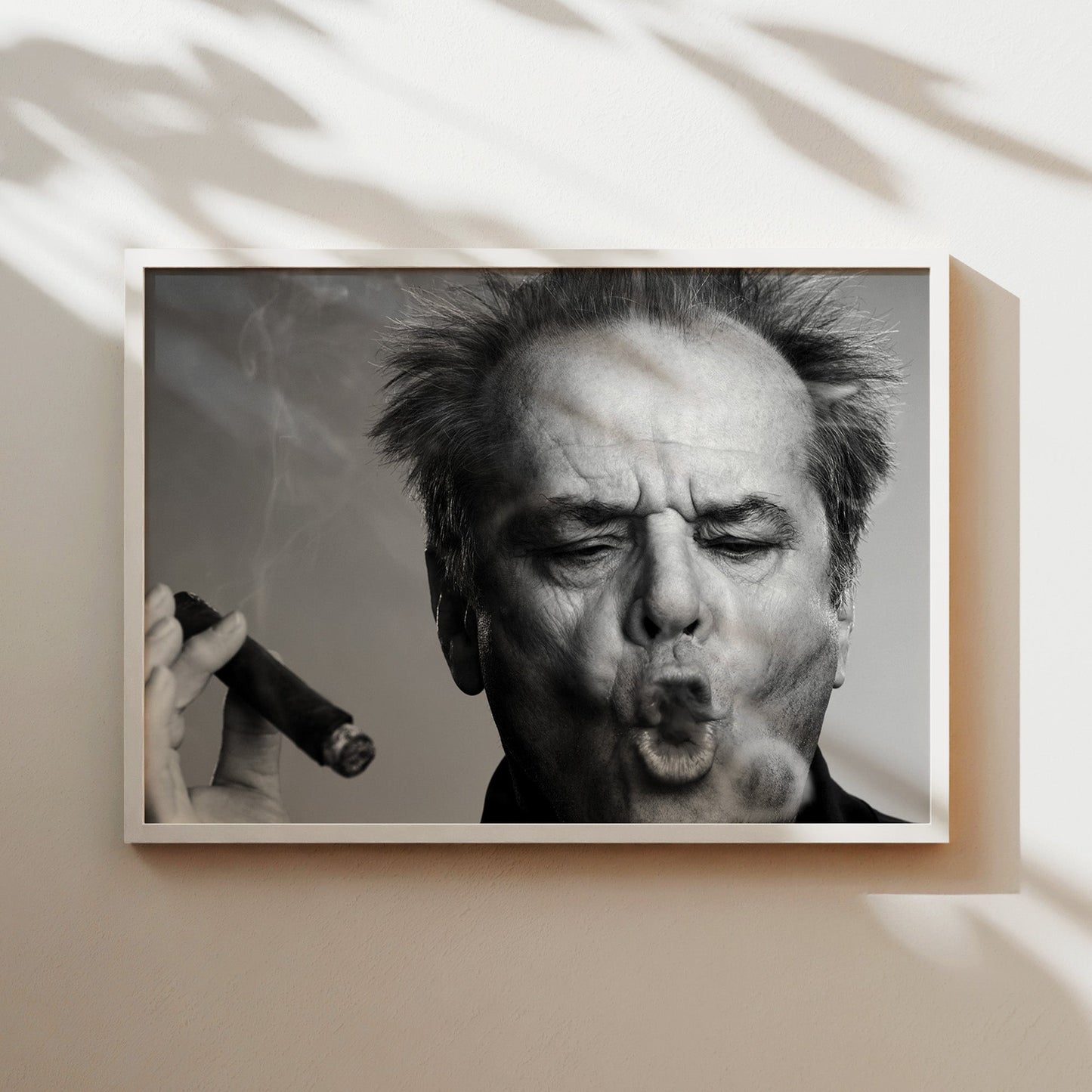 Jack Nicholson Smoking Cigar Wall Art - Hollywood Legend Close-Up Portrait Poster - Cool Rebel Decor - Vintage Movie Star Print Gift