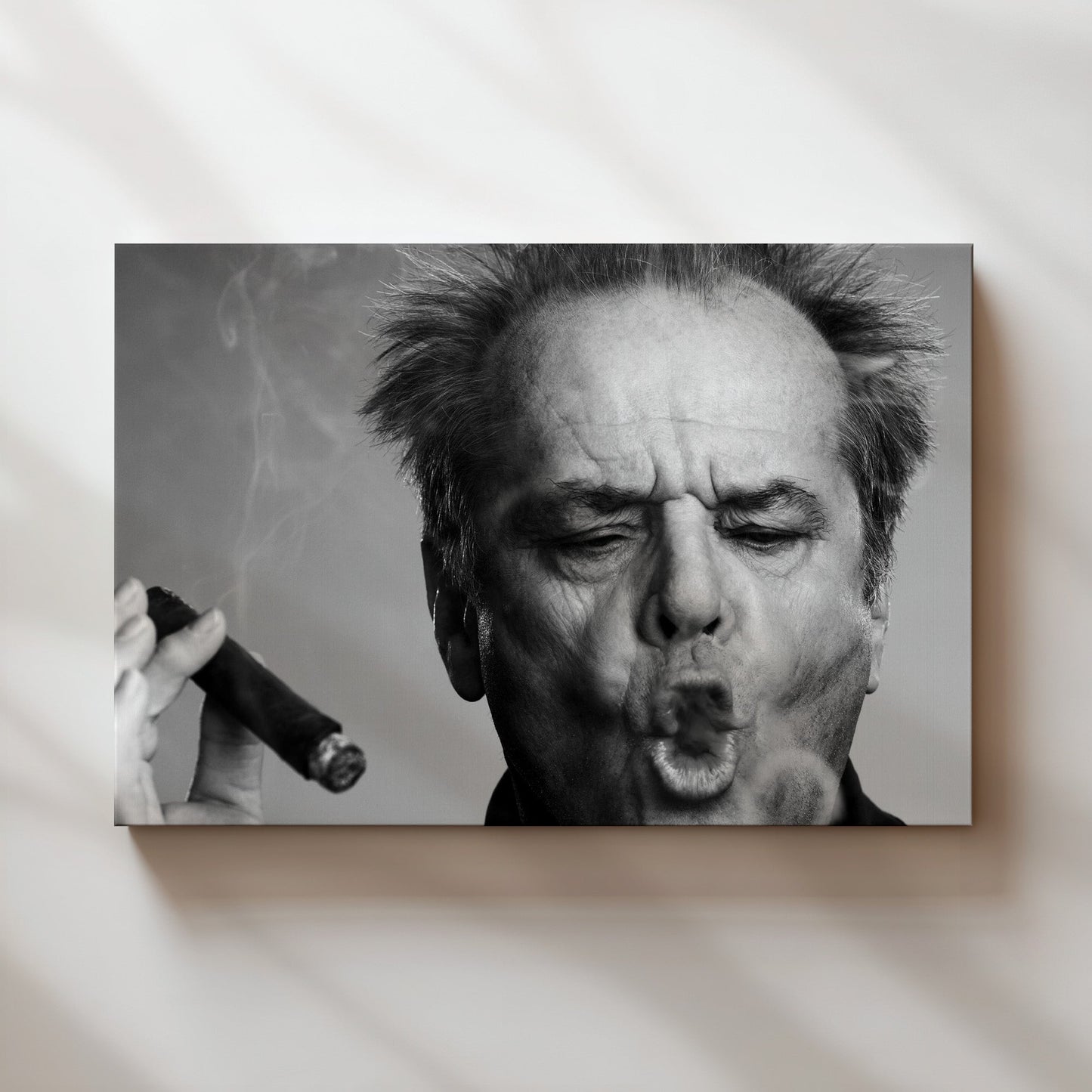 Jack Nicholson Smoking Cigar Wall Art - Hollywood Legend Close-Up Portrait Poster - Cool Rebel Decor - Vintage Movie Star Print Gift