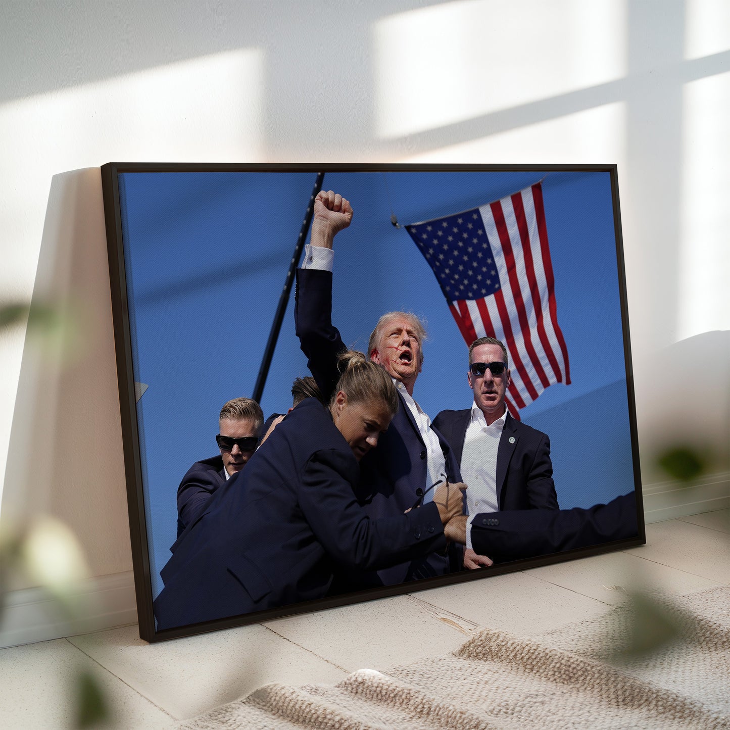 Donald Trump After Rally Attack Wall Art - Dramatic Historic Event Photo Poster - Political Moment Home Decor - Bold Conversation Starter