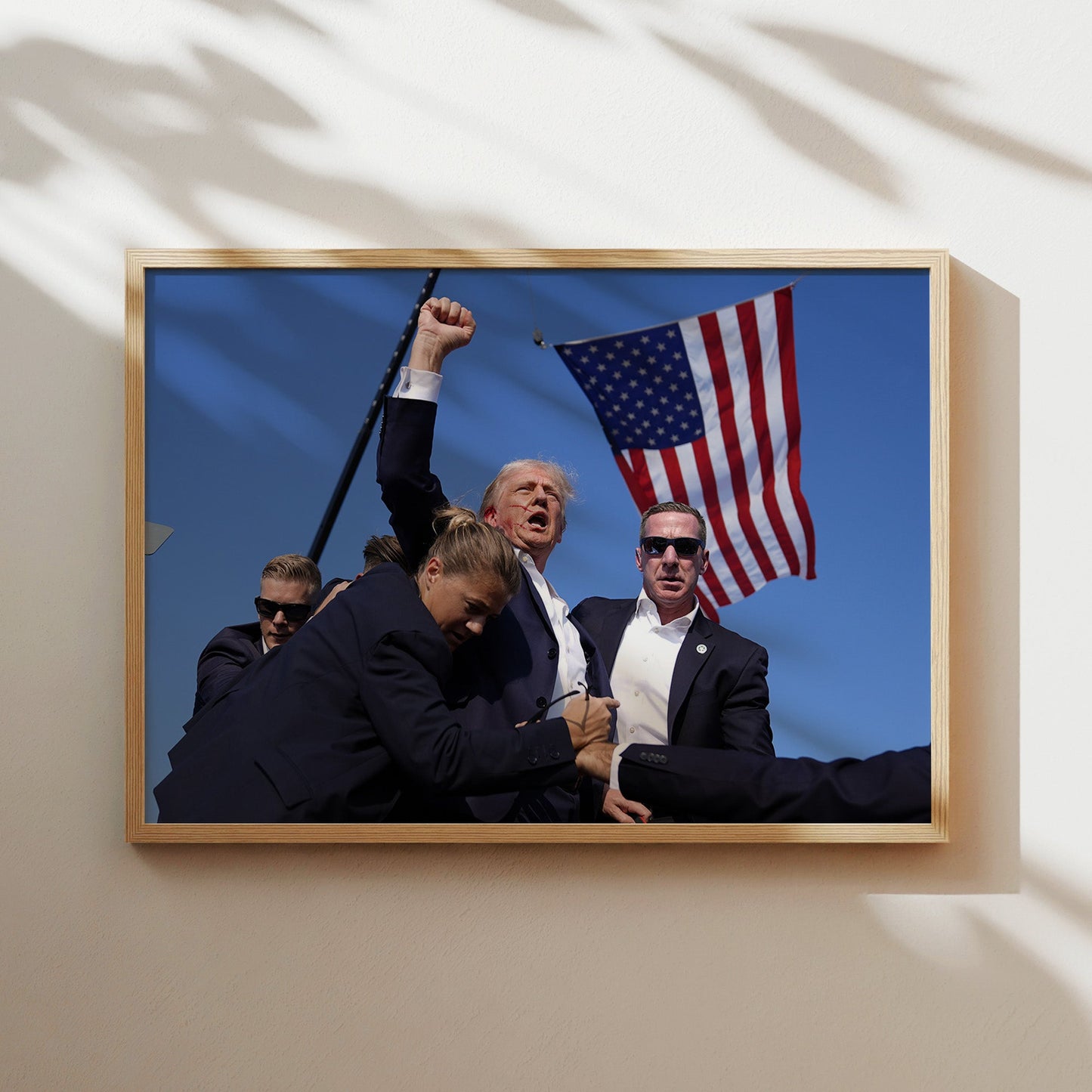 Donald Trump After Rally Attack Wall Art - Dramatic Historic Event Photo Poster - Political Moment Home Decor - Bold Conversation Starter