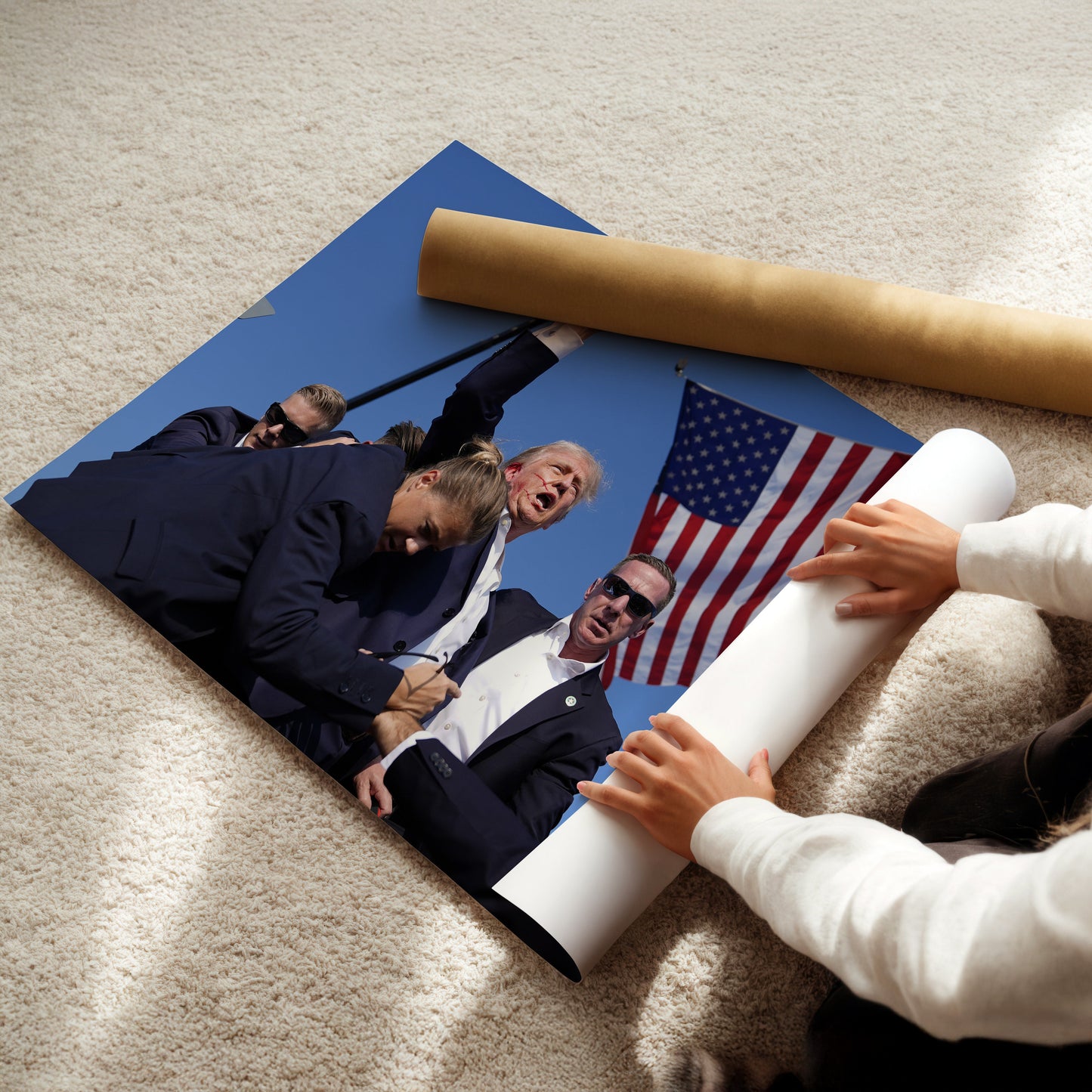 Donald Trump After Rally Attack Wall Art - Dramatic Historic Event Photo Poster - Political Moment Home Decor - Bold Conversation Starter