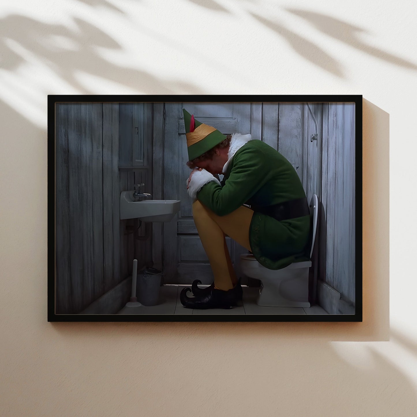 Buddy the Elf Tiny Toilet Wall Art - Funny Christmas Movie Poster - Whimsical Holiday Decor for Fans of Festive Fun, Retro Cinema, Nostalgia