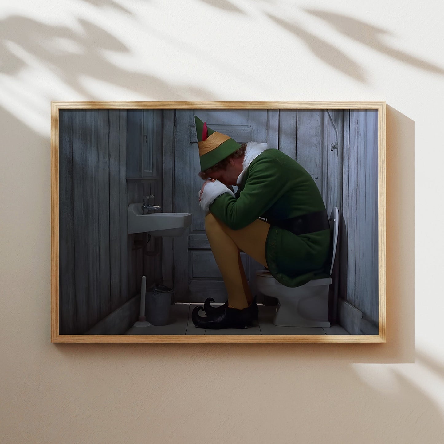 Buddy the Elf Tiny Toilet Wall Art - Funny Christmas Movie Poster - Whimsical Holiday Decor for Fans of Festive Fun, Retro Cinema, Nostalgia