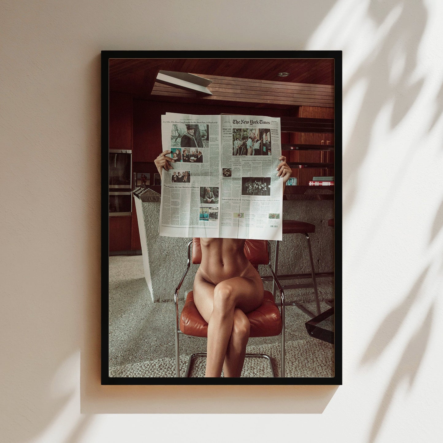 The Daily Newspaper - Trendy Wall Art, Vintage Photography, Fashion Poster, Retro Wood Framed Print, Quality Mounted Gallery Canvas