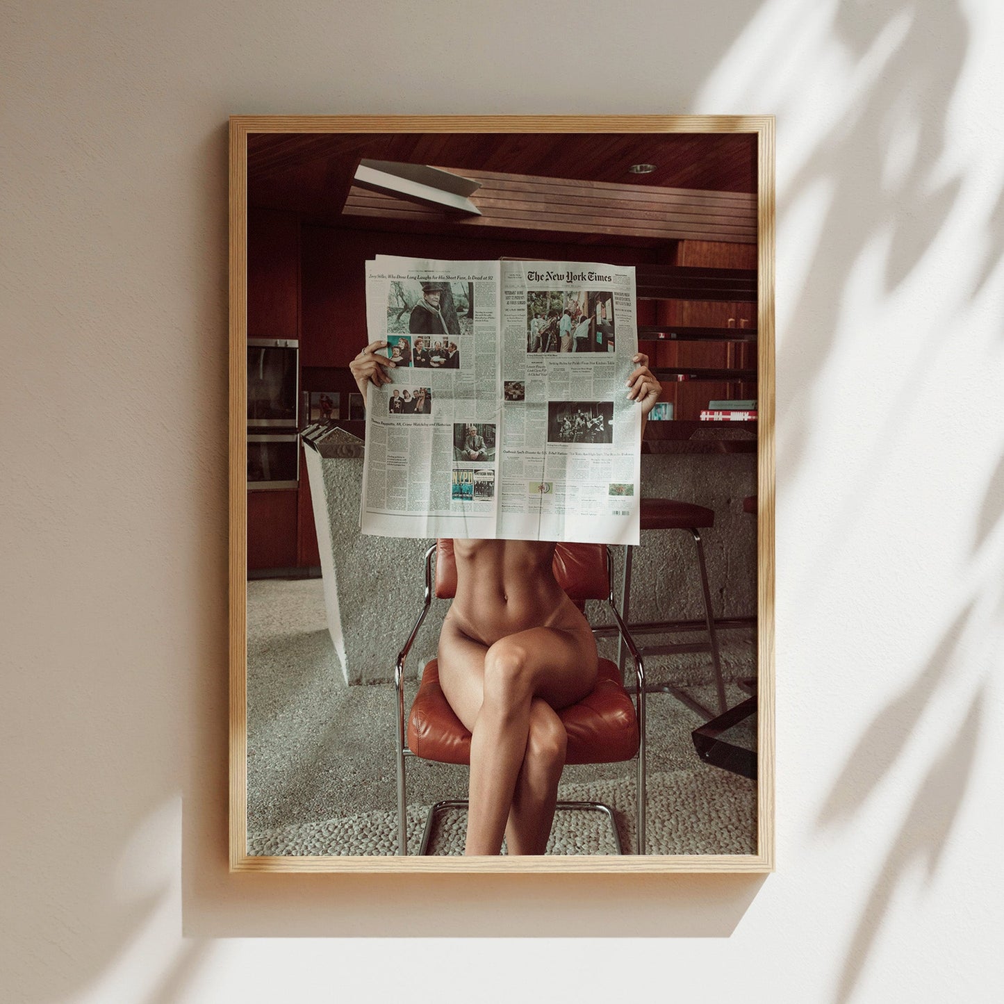 The Daily Newspaper - Trendy Wall Art, Vintage Photography, Fashion Poster, Retro Wood Framed Print, Quality Mounted Gallery Canvas