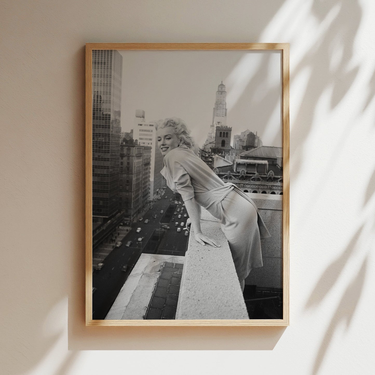 Marilyn Monroe Rooftop Art Print Canvas Framed Poster | Vintage New York Decor | Glamorous Wall Art for Home & Office