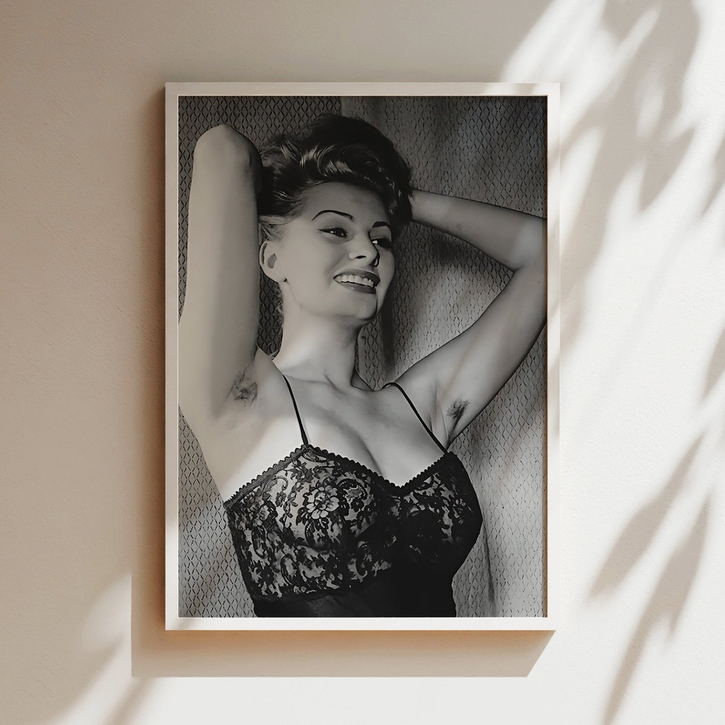 Sophia Loren in Lingerie Wall Art, Sexy Vintage Poster Canvas Print, Retro Glamour Bedroom Decor, Iconic Italian Actress Aesthetic