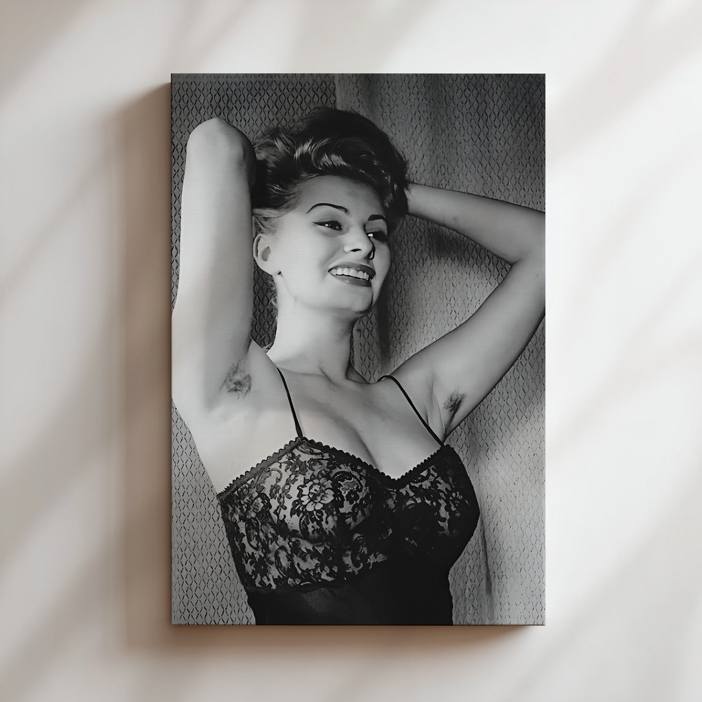 Sophia Loren in Lingerie Wall Art, Sexy Vintage Poster Canvas Print, Retro Glamour Bedroom Decor, Iconic Italian Actress Aesthetic