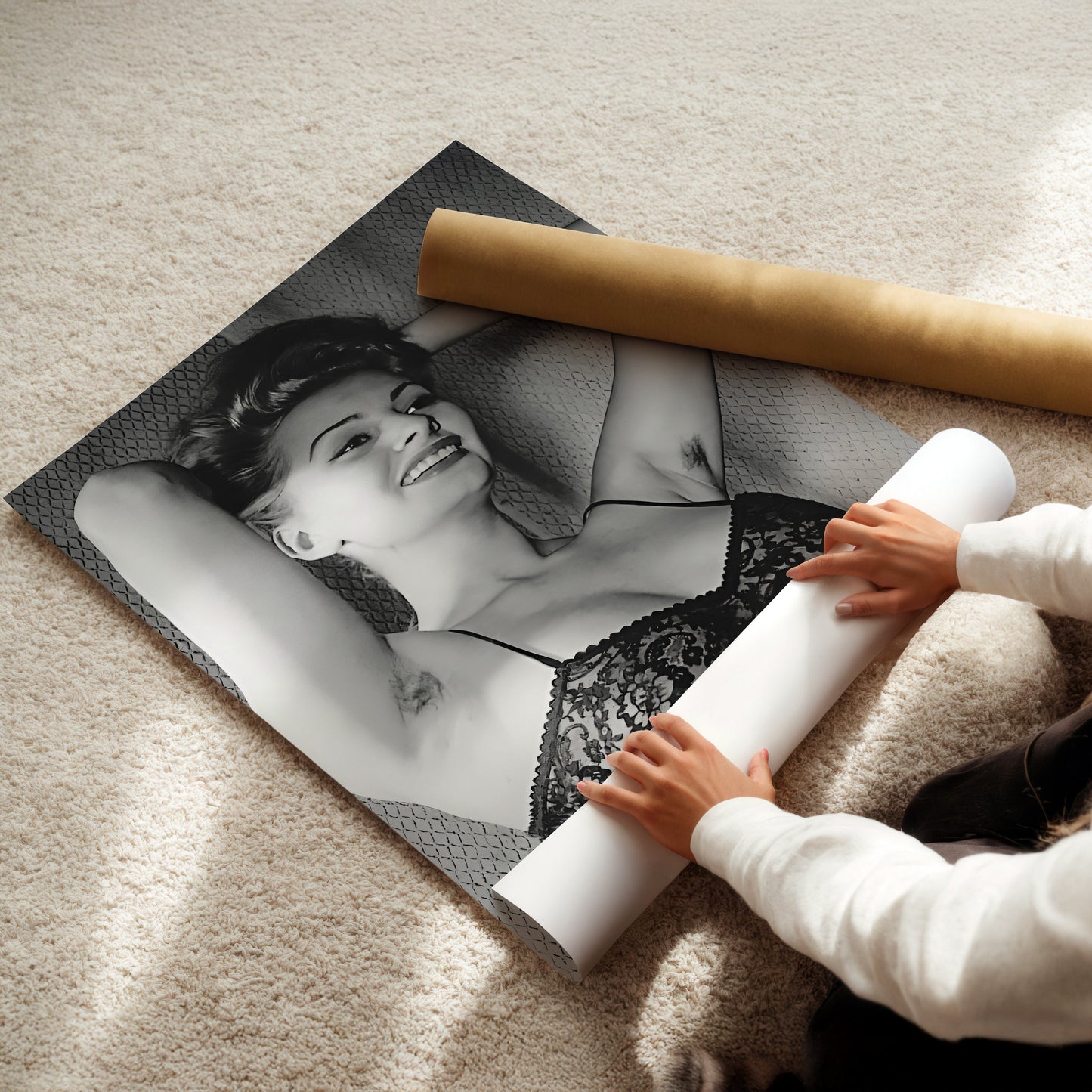 Sophia Loren in Lingerie Wall Art, Sexy Vintage Poster Canvas Print, Retro Glamour Bedroom Decor, Iconic Italian Actress Aesthetic