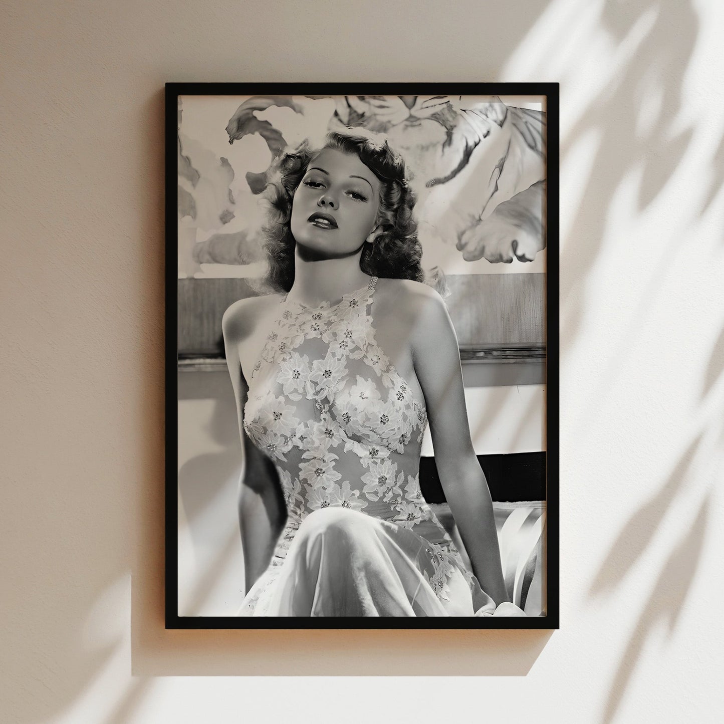 Rita Hayworth Glamour Shot Canvas Print, Classic Hollywood Wall Art Poster, Vintage Pinup Icon Decor, Retro Starlet Aesthetic Home Style