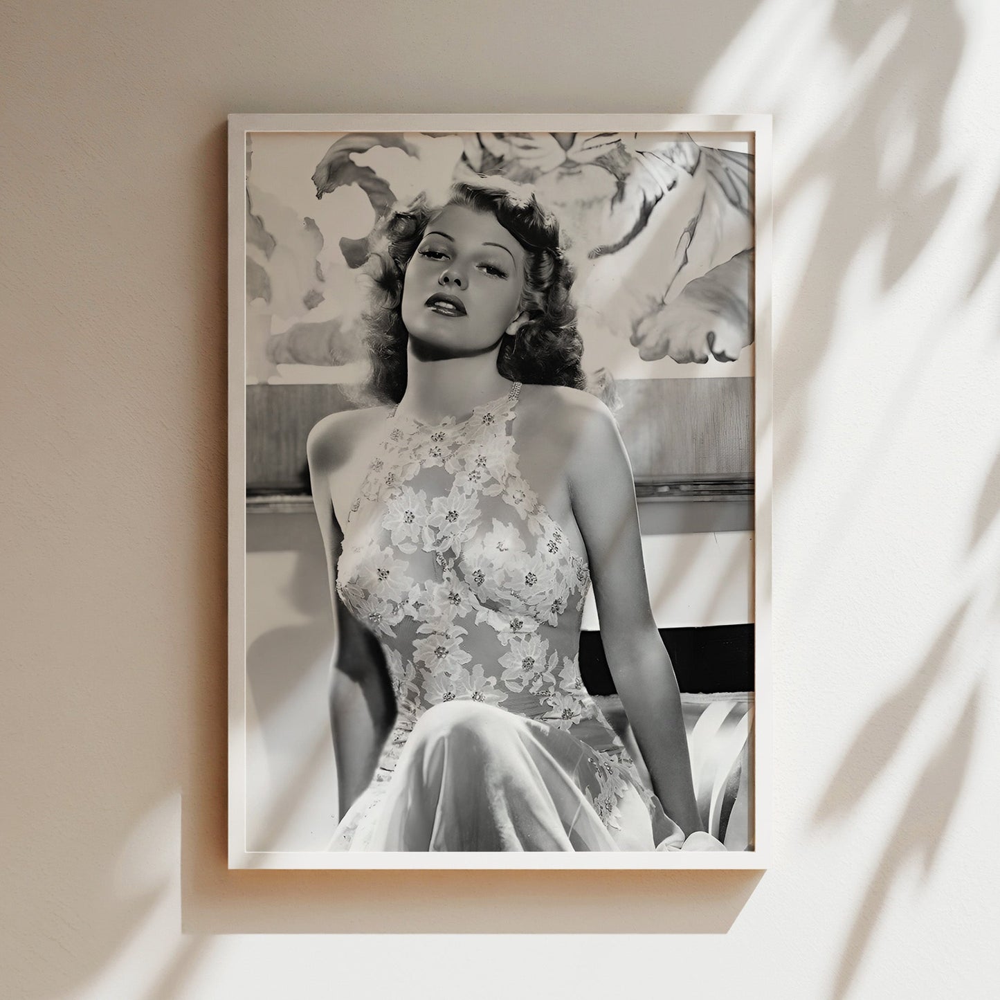 Rita Hayworth Glamour Shot Canvas Print, Classic Hollywood Wall Art Poster, Vintage Pinup Icon Decor, Retro Starlet Aesthetic Home Style