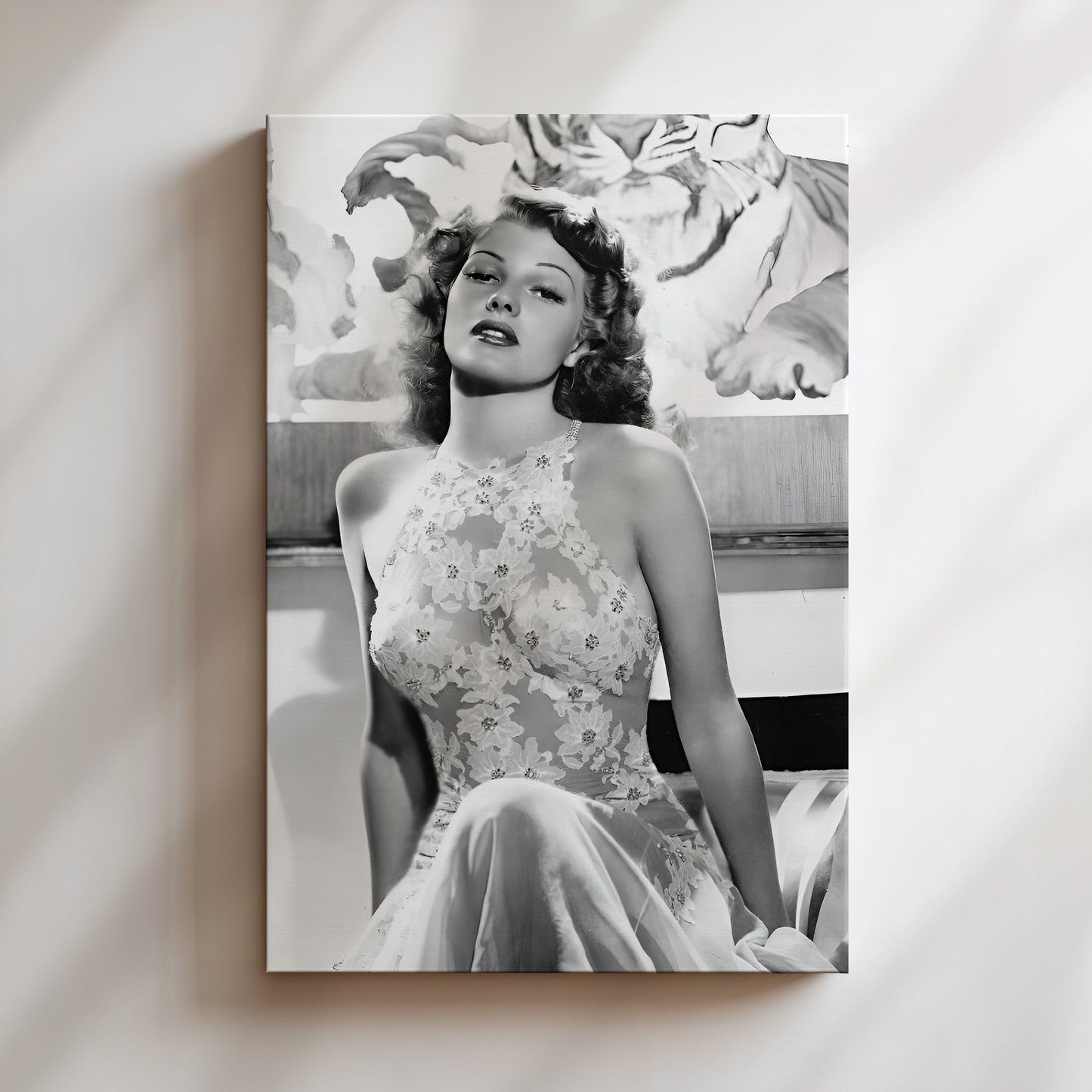 Rita Hayworth Glamour Shot Canvas Print, Classic Hollywood Wall Art Poster, Vintage Pinup Icon Decor, Retro Starlet Aesthetic Home Style